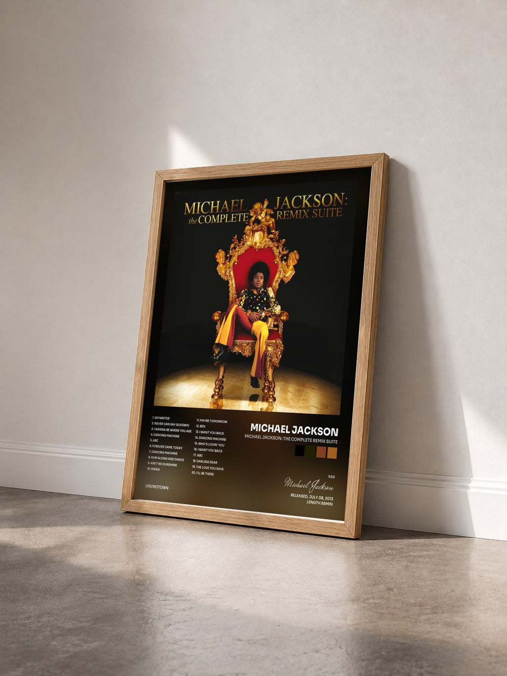 #bois Tableau de l'album Michael Jackson: The Complete Remix Suite de Michael Jackson vu de trois quarts, cadre en bois brut