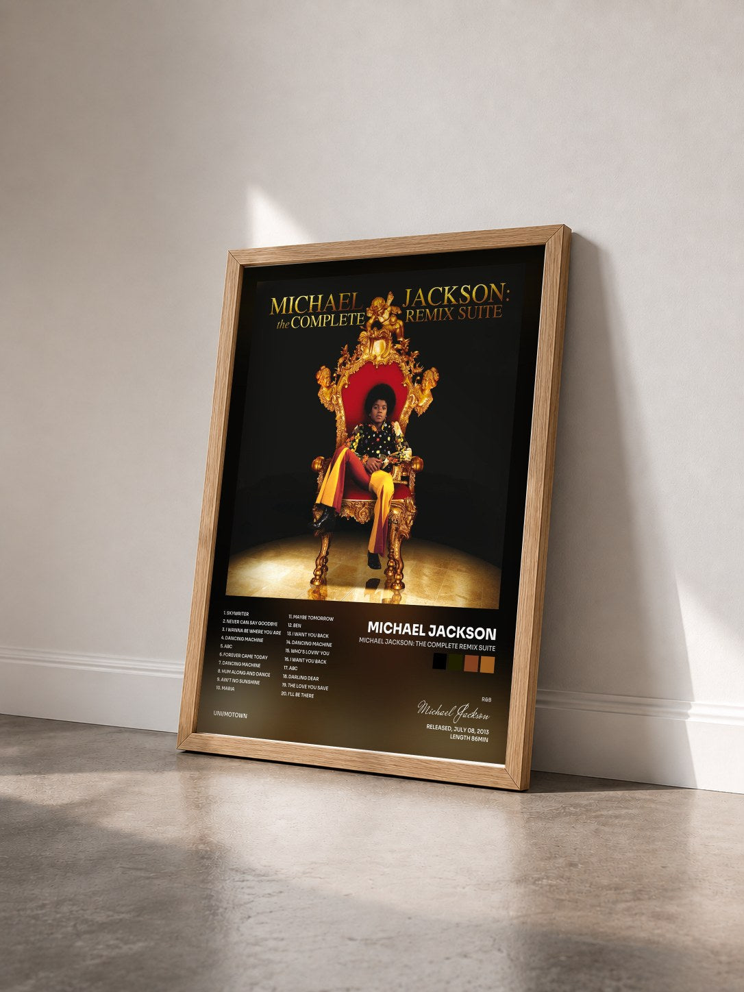 #bois Tableau de l'album Michael Jackson: The Complete Remix Suite de Michael Jackson vu de trois quarts, cadre en bois brut