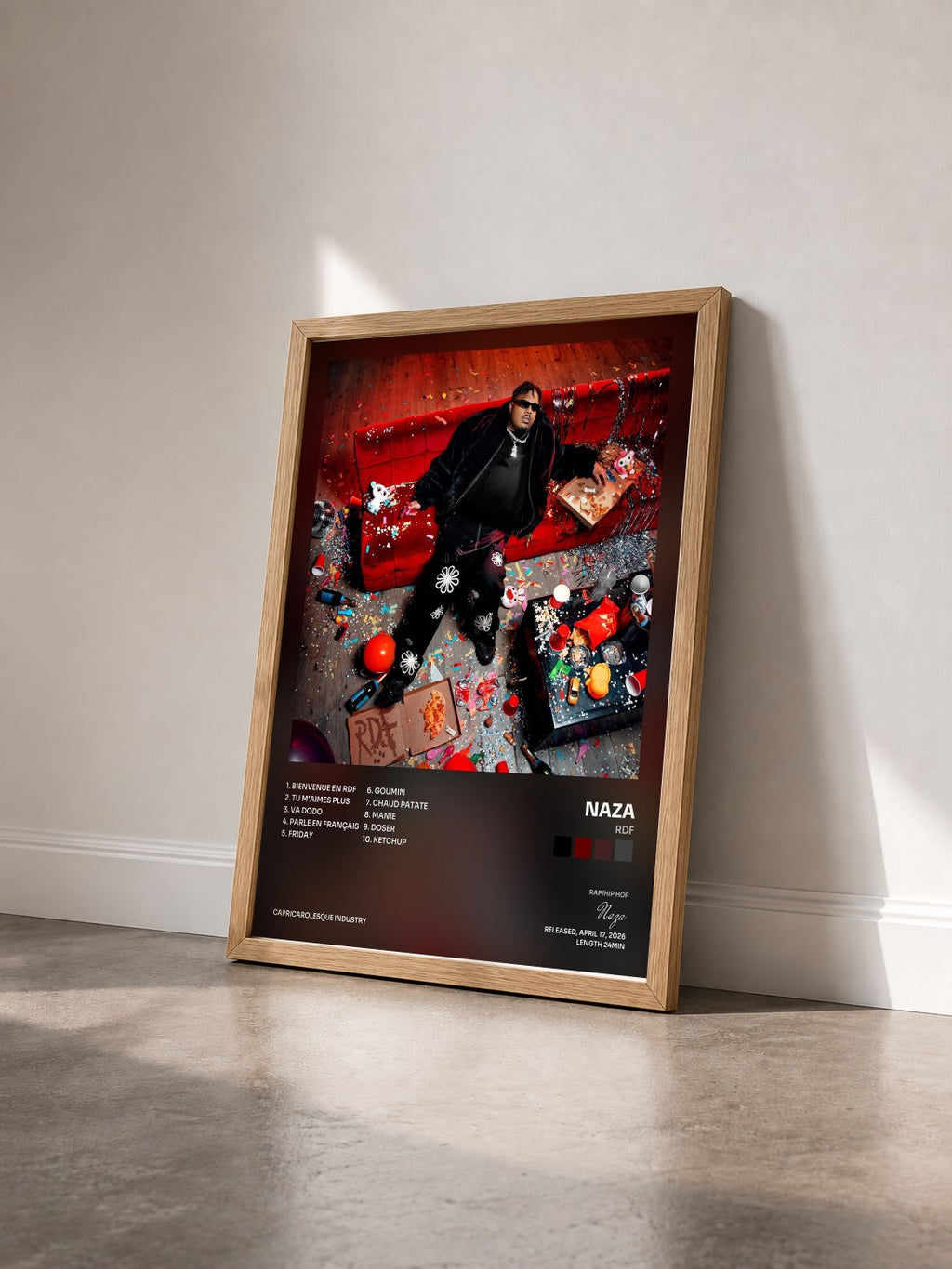 #bois Tableau de l'album RDF de Naza vu de trois quarts, cadre en bois brut