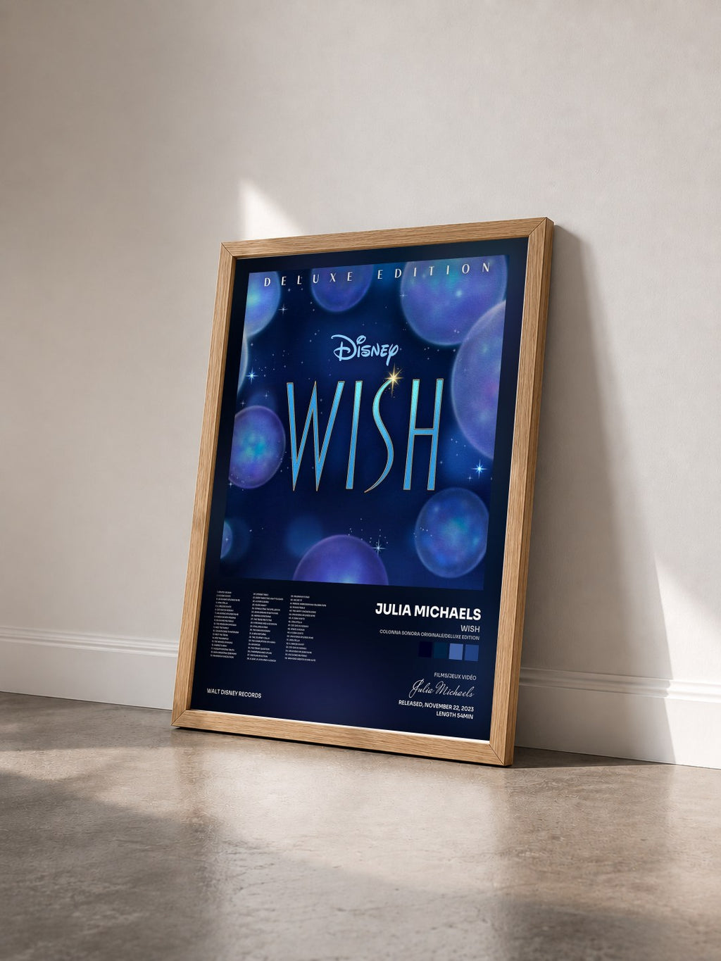 #bois Tableau de l'album Wish (Colonna Sonora Originale/Deluxe Edition) de Julia Michaels vu de trois quarts, cadre en bois brut