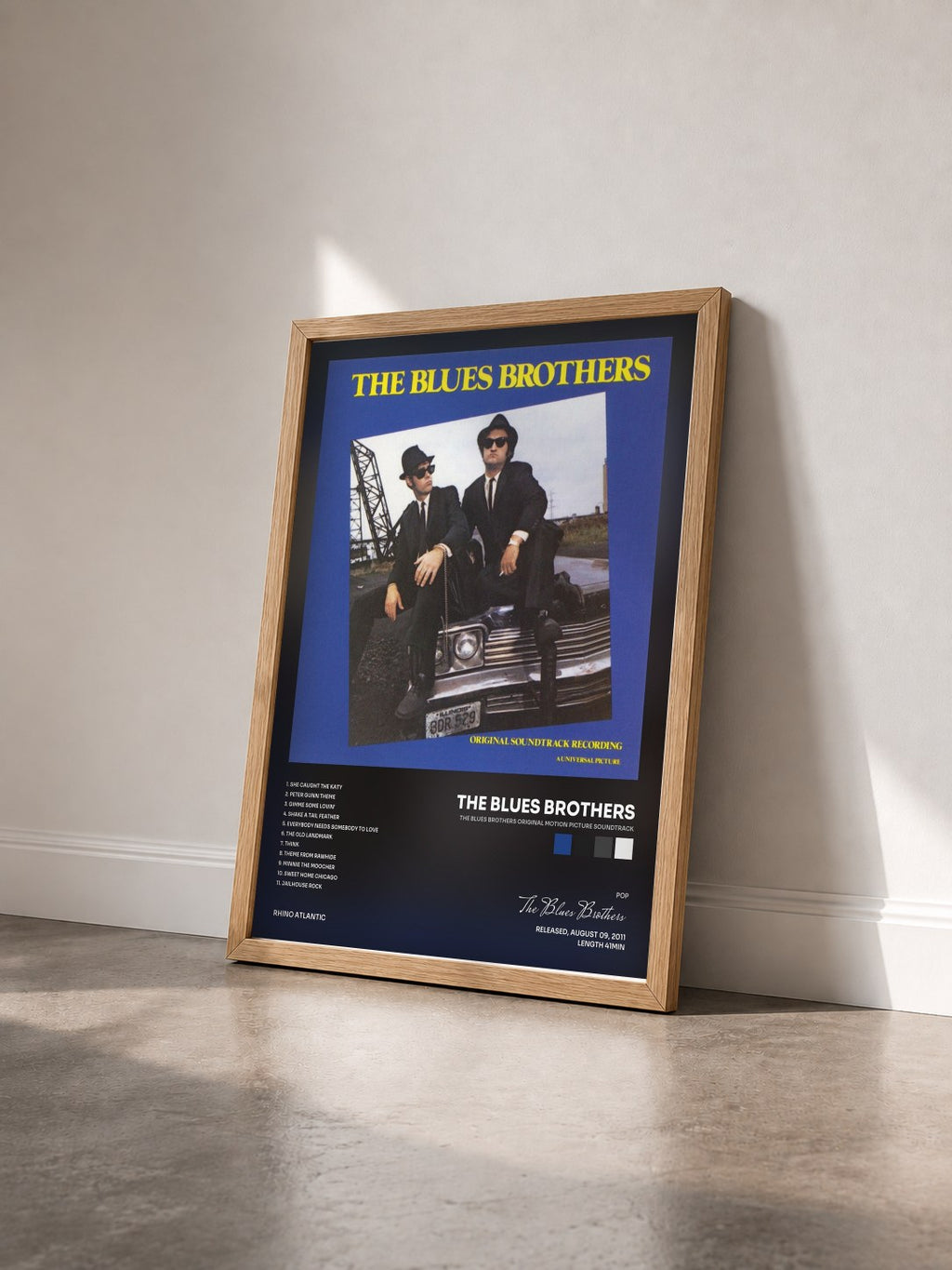 #bois Tableau de l'album The Blues Brothers Original Motion Picture Soundtrack de The Blues Brothers vu de trois quarts, cadre en bois brut
