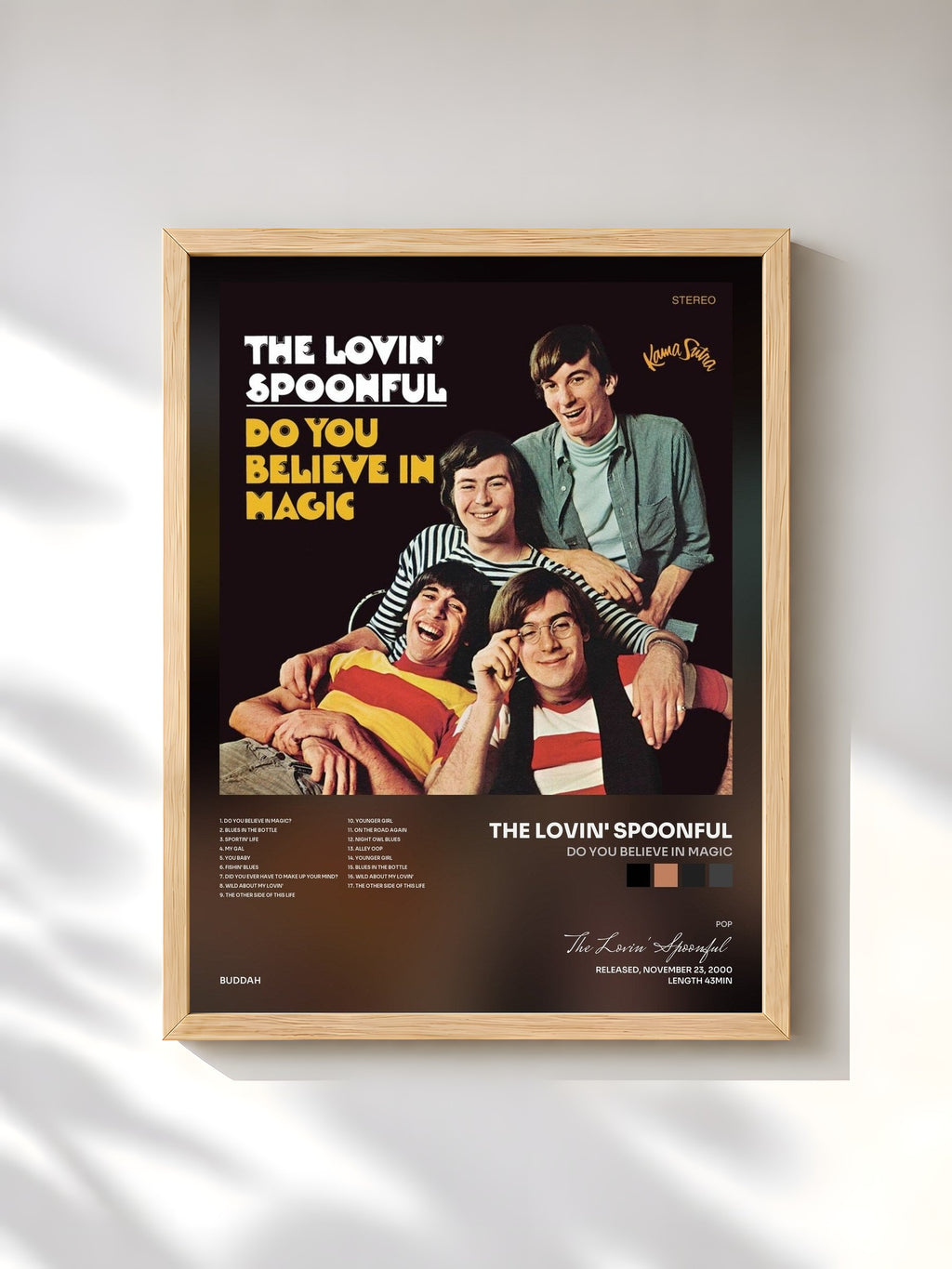 #bois Tableau de l'album Do you Believe In Magic de The Lovin' Spoonful, cadre en bois brut, imprimé et encadré en France