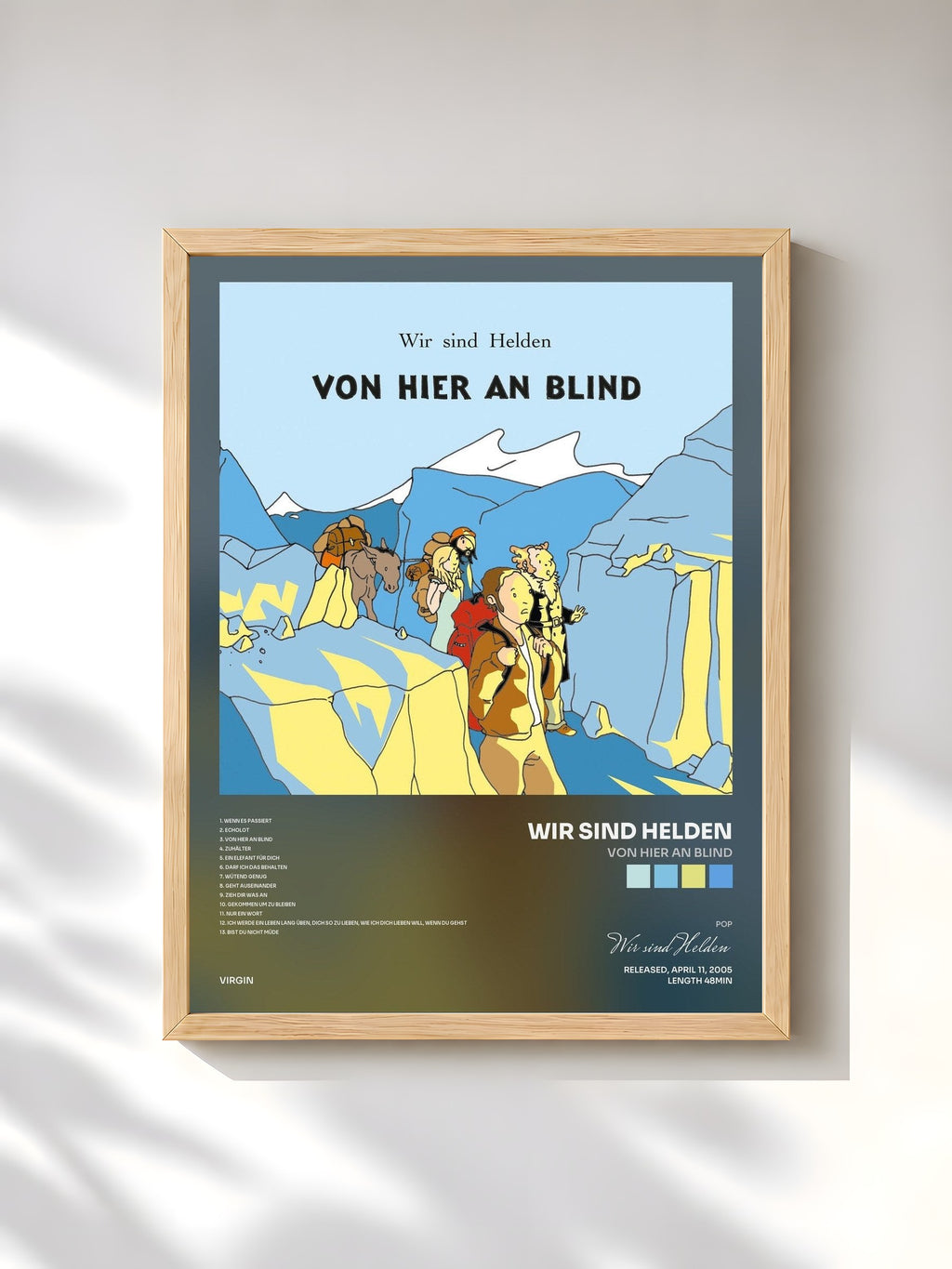 #bois Tableau de l'album Von hier an blind de Wir sind Helden, cadre en bois brut, imprimé et encadré en France