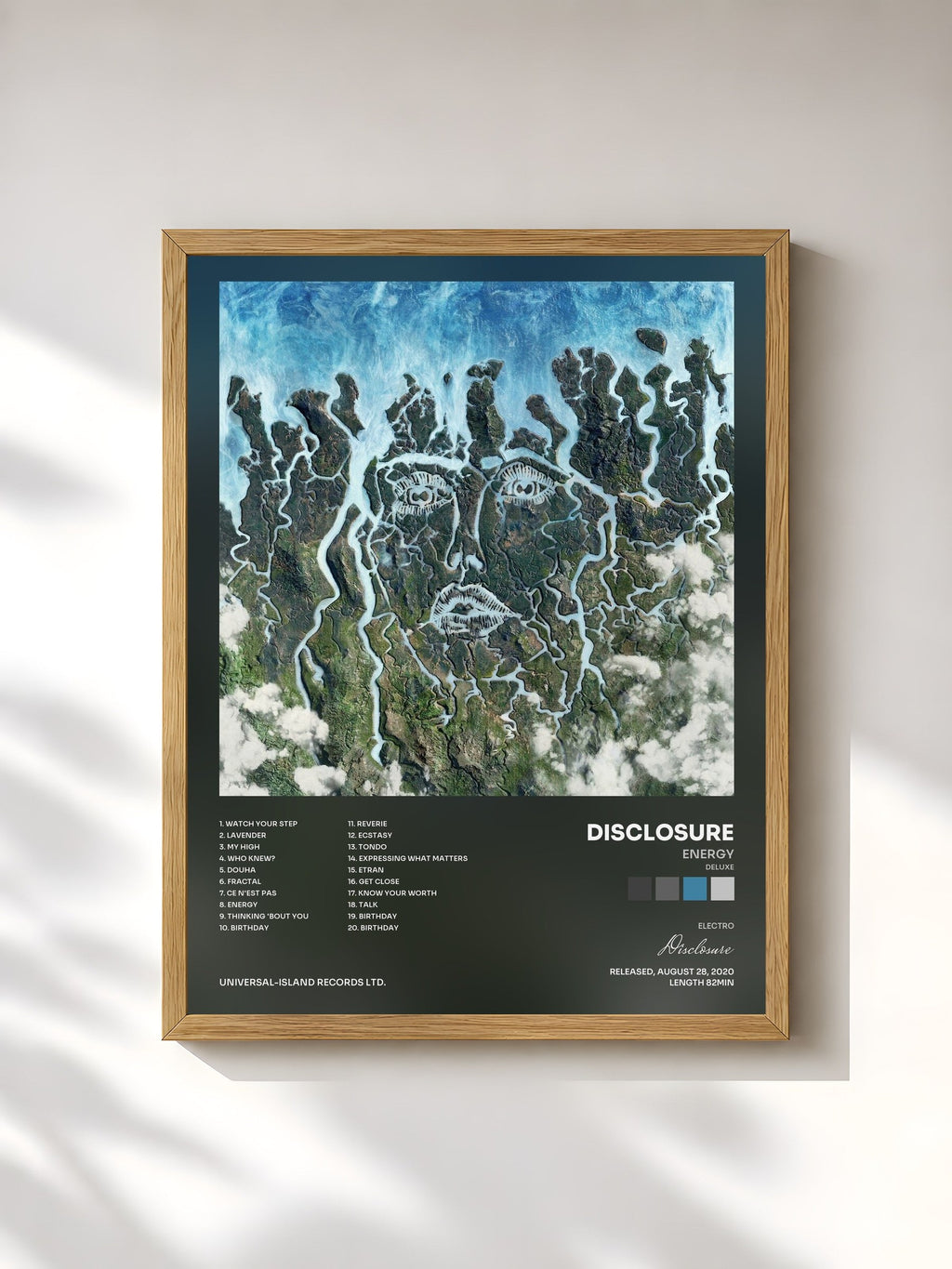 #bois Tableau de l'album ENERGY (Deluxe) de Disclosure, cadre en bois brut, imprimé et encadré en France