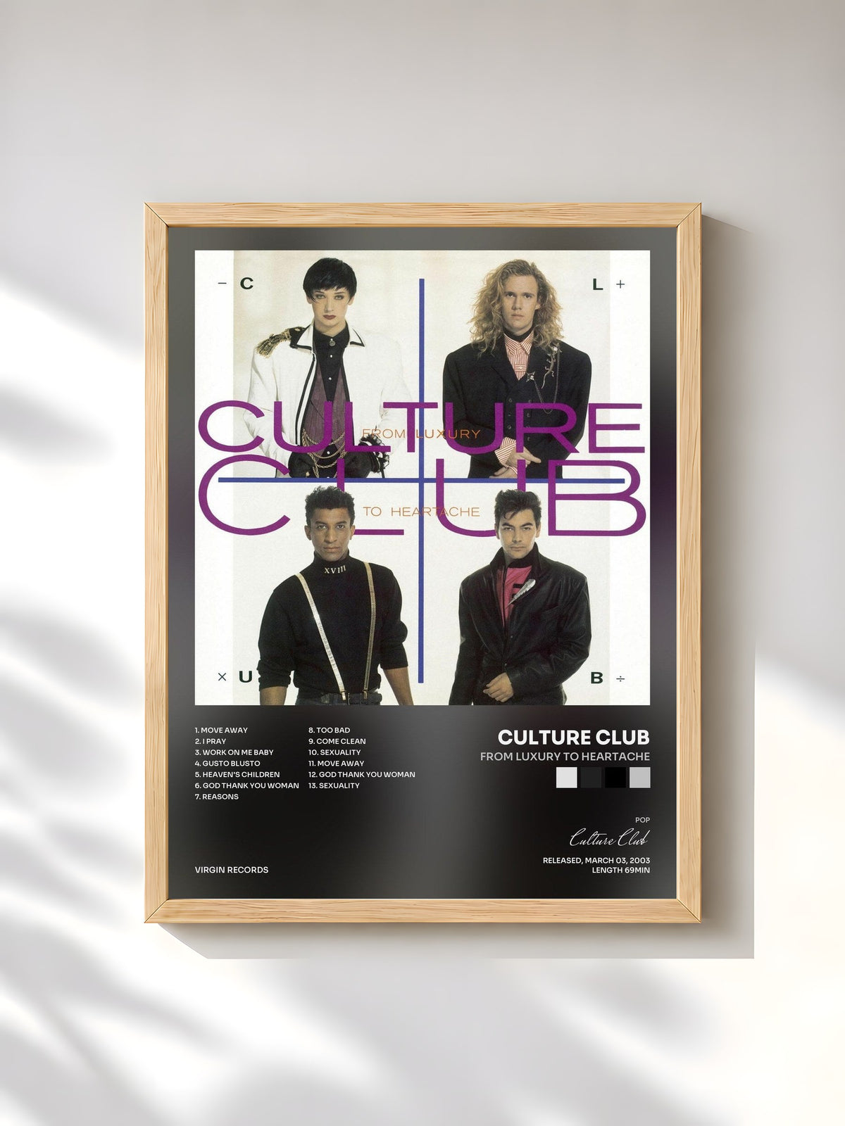 #bois Tableau de l'album From Luxury To Heartache de Culture Club, cadre en bois brut, imprimé et encadré en France
