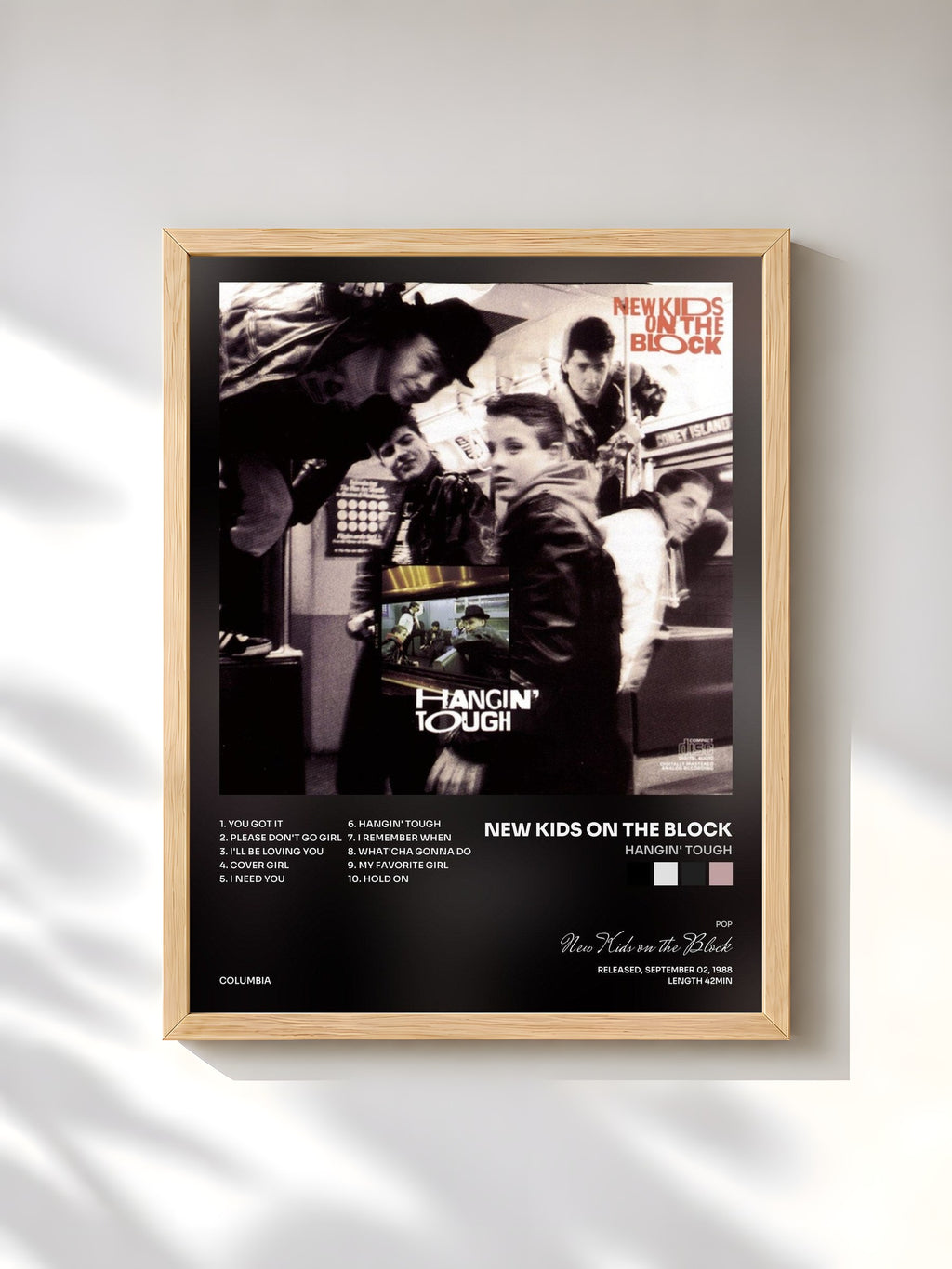 #bois Tableau de l'album Hangin' Tough de New Kids on the Block, cadre en bois brut, imprimé et encadré en France