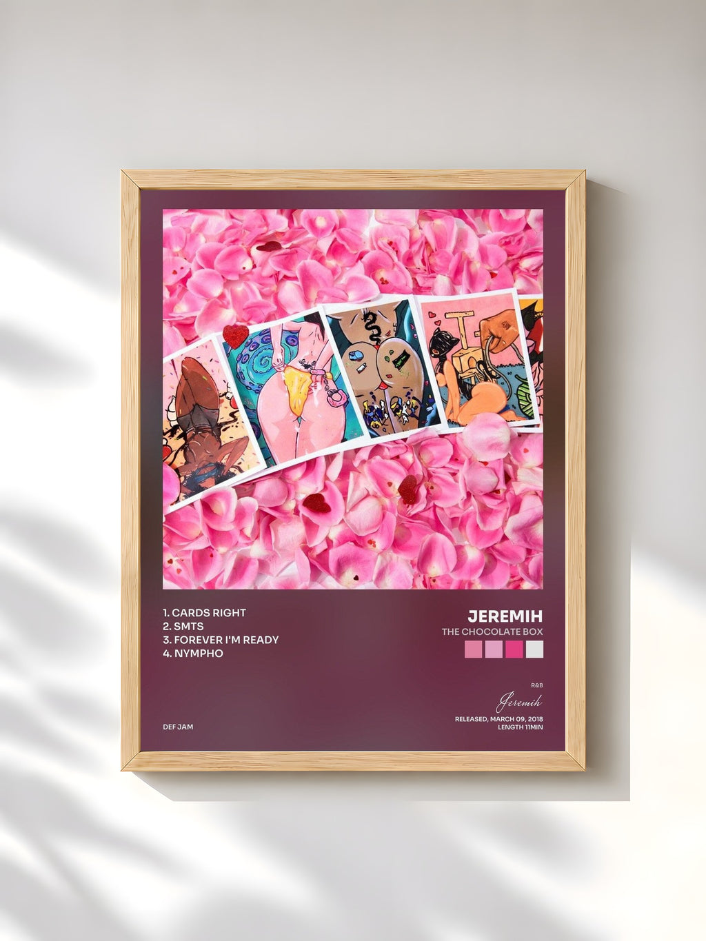 #bois Tableau de l'album The Chocolate Box de Jeremih, cadre en bois brut, imprimé et encadré en France