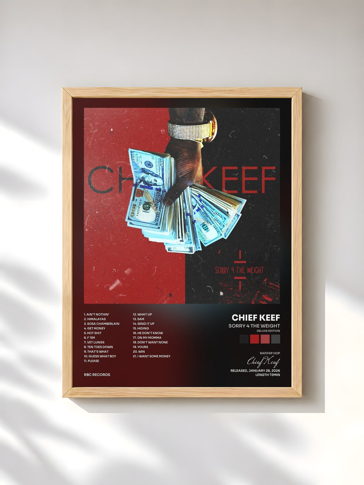 #bois Tableau de l'album Sorry 4 the Weight (Deluxe Edition) de Chief Keef, cadre en bois brut, imprimé et encadré en France