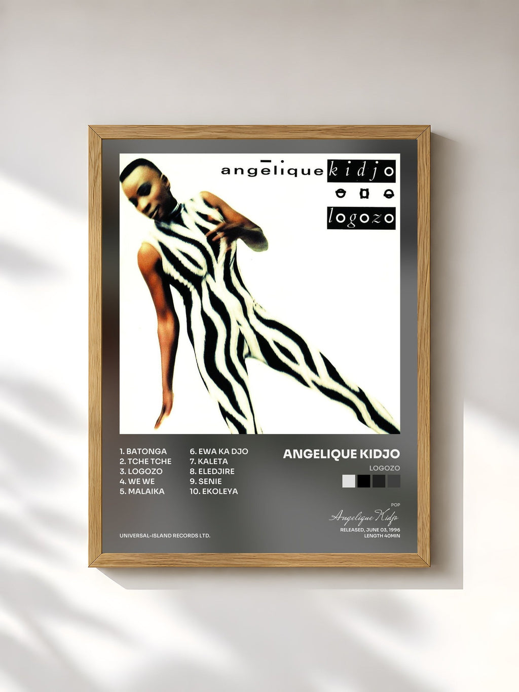 #bois Tableau de l'album Logozo de Angelique Kidjo, cadre en bois brut, imprimé et encadré en France