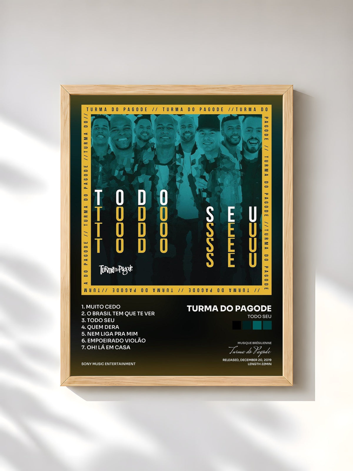 #bois Tableau de l'album Todo Seu de Turma do Pagode, cadre en bois brut, imprimé et encadré en France