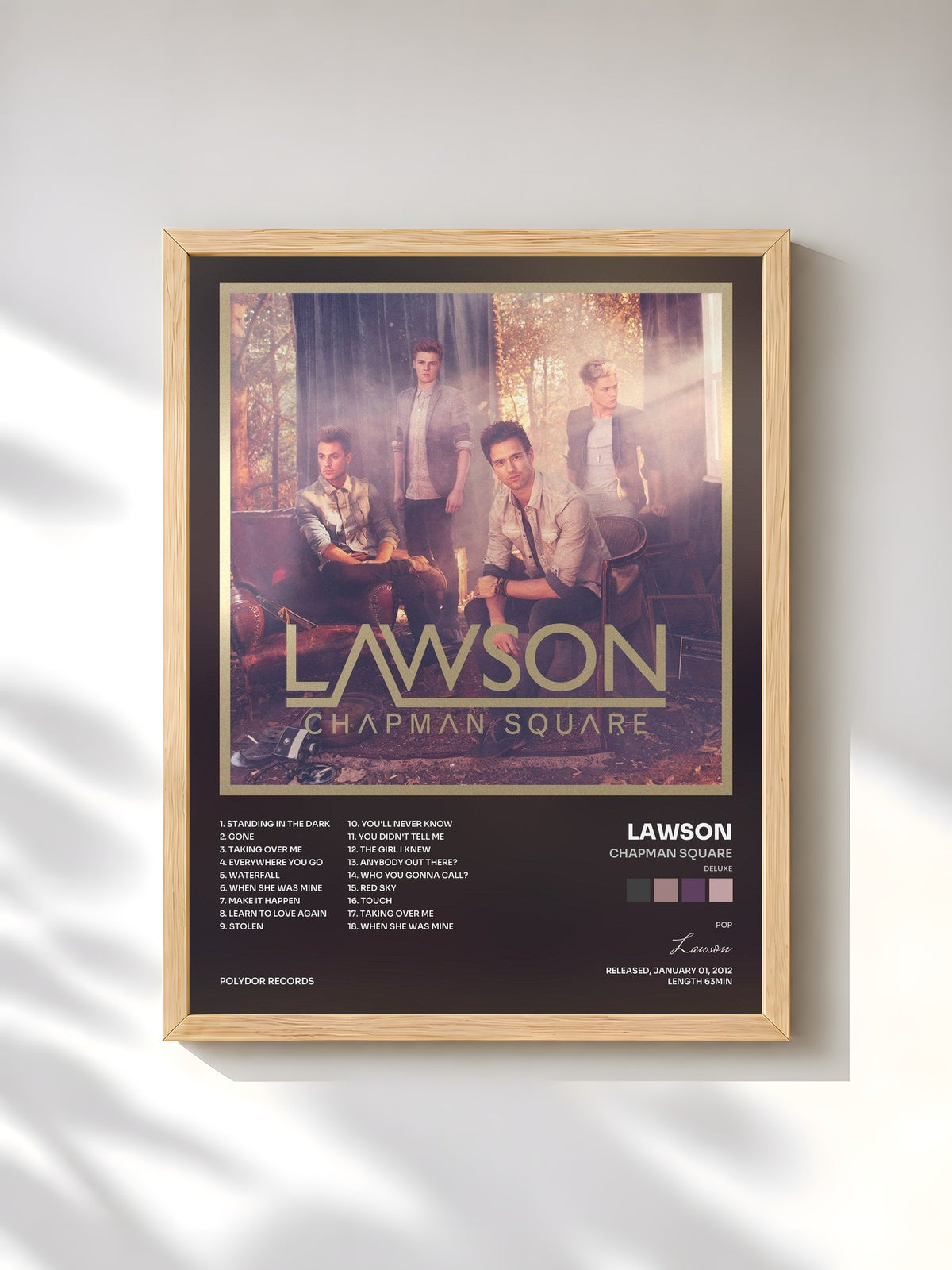 #bois Tableau de l'album Chapman Square (Deluxe) de Lawson, cadre en bois brut, imprimé et encadré en France