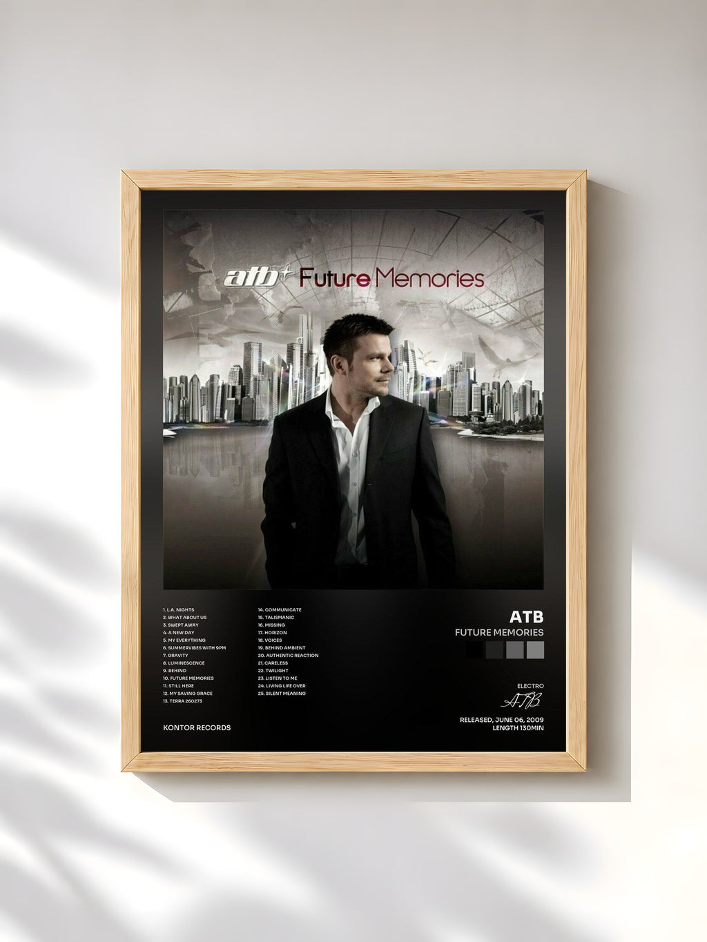 #bois Tableau de l'album Future Memories de ATB, cadre en bois brut, imprimé et encadré en France