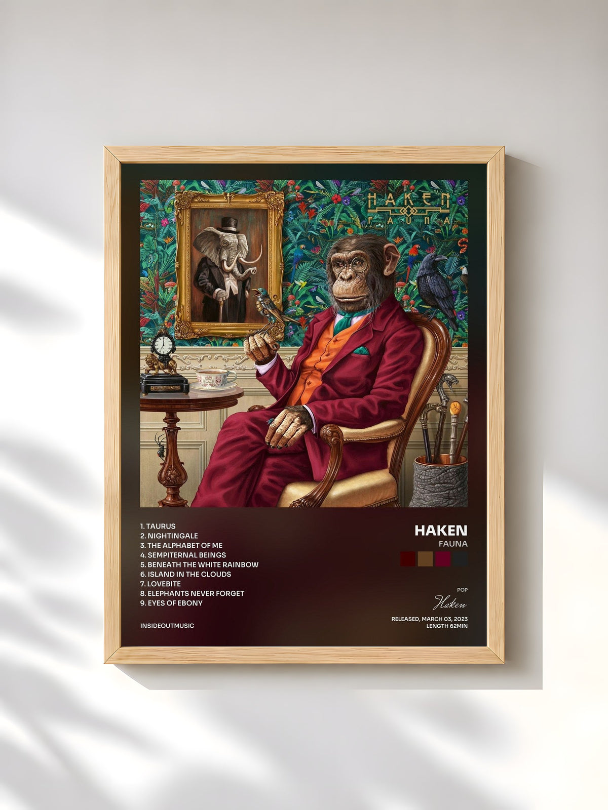 #bois Tableau de l'album Fauna de Haken, cadre en bois brut, imprimé et encadré en France