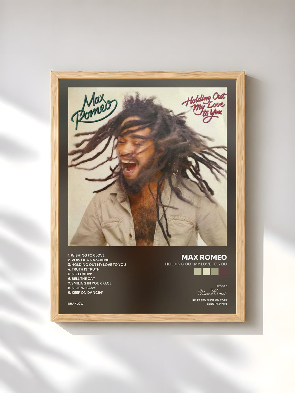 #bois Tableau de l'album Holding Out My Love To You de Max Romeo, cadre en bois brut, imprimé et encadré en France