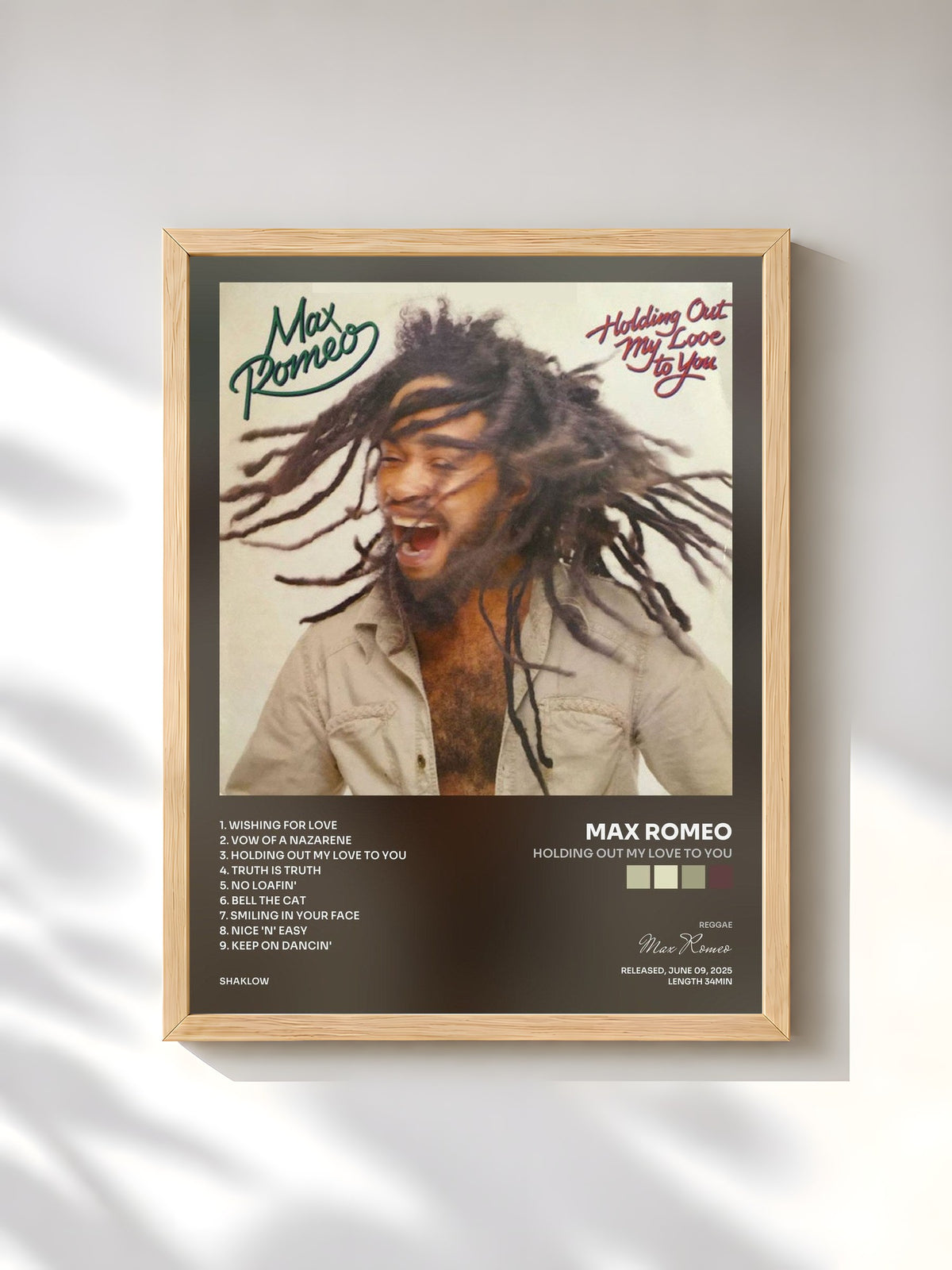 #bois Tableau de l'album Holding Out My Love To You de Max Romeo, cadre en bois brut, imprimé et encadré en France