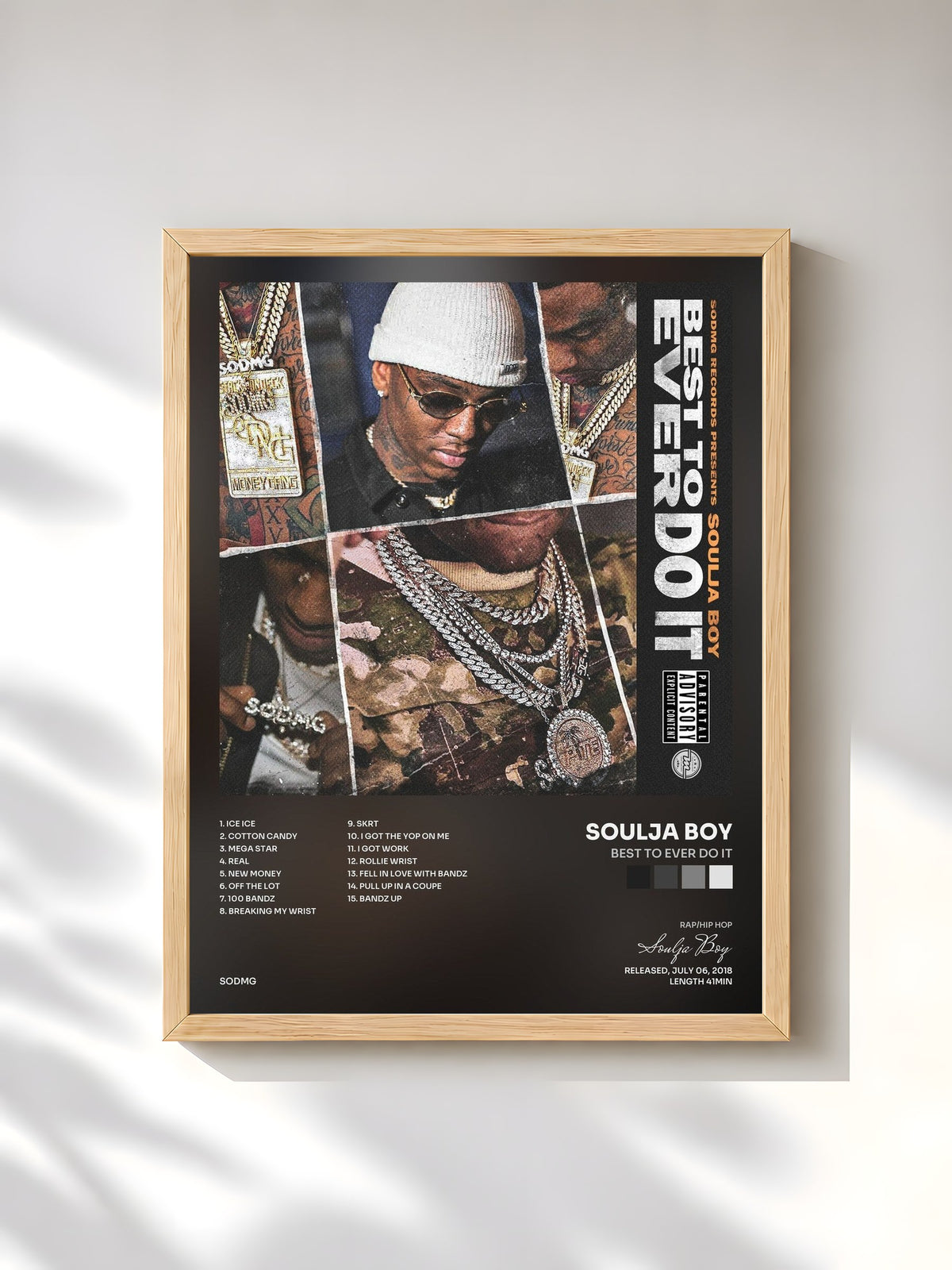#bois Tableau de l'album Best to Ever Do It de Soulja Boy, cadre en bois brut, imprimé et encadré en France