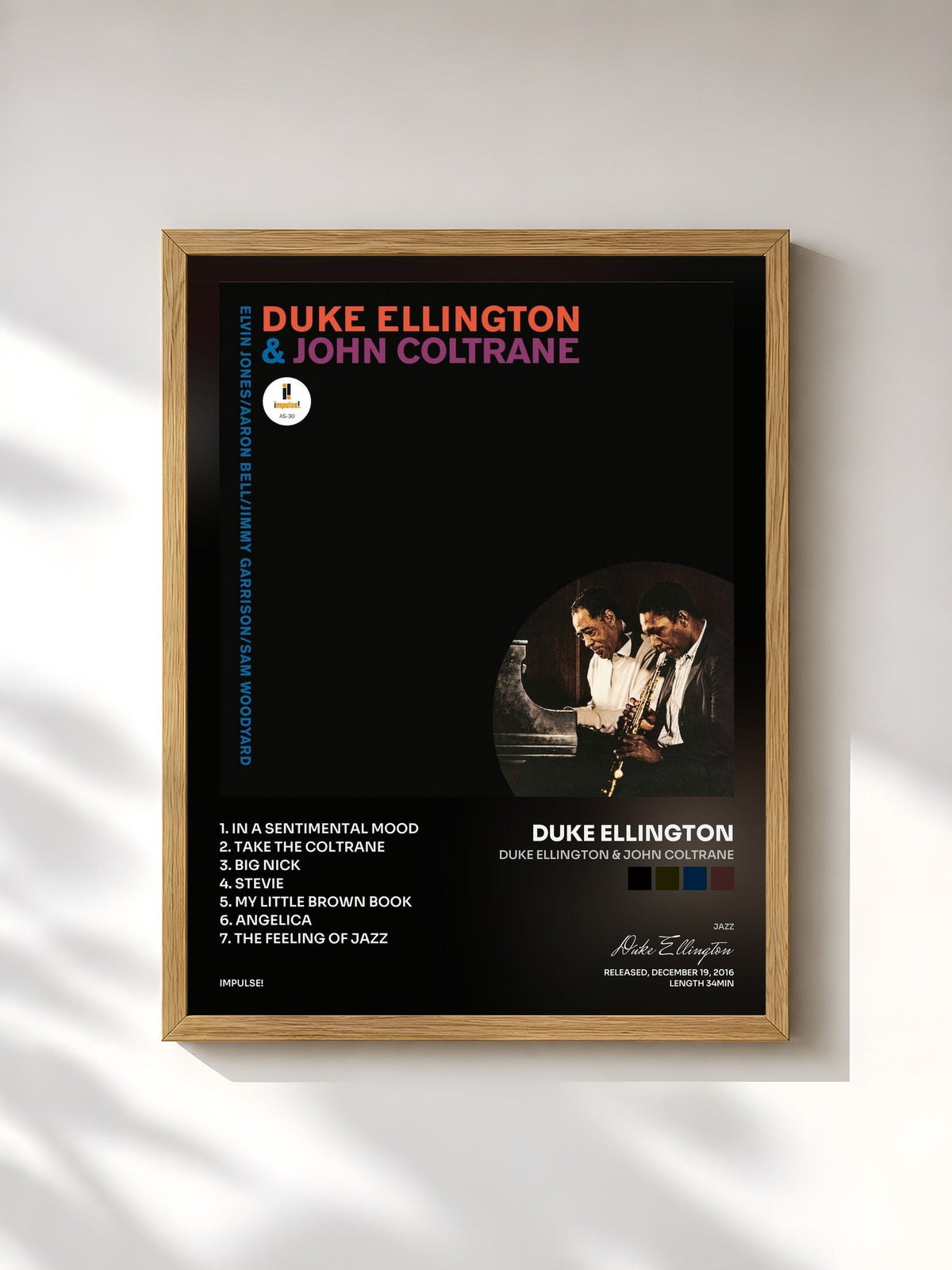 #bois Tableau de l'album Duke Ellington & John Coltrane de Duke Ellington, cadre en bois brut, imprimé et encadré en France