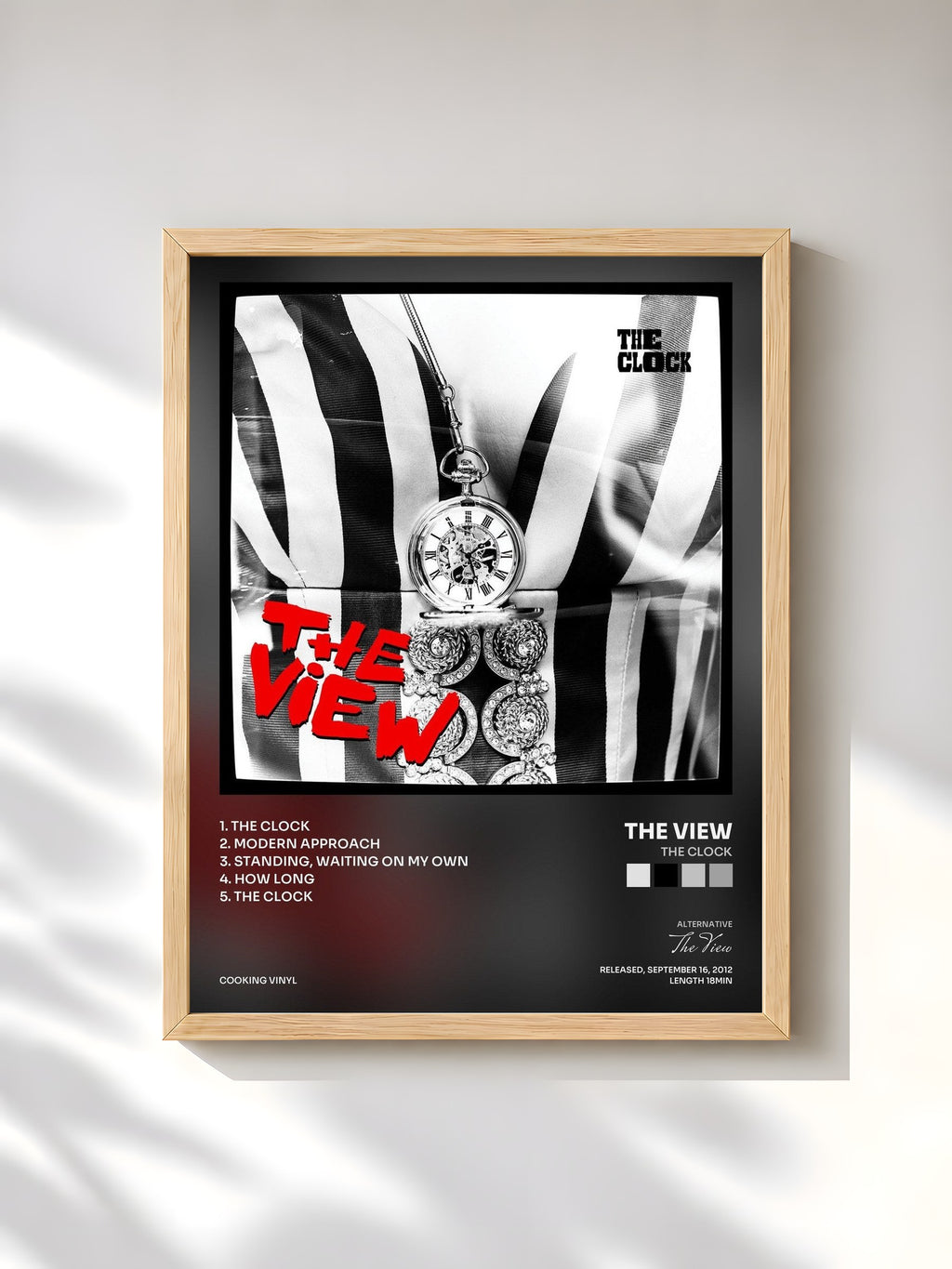 #bois Tableau de l'album The Clock de The View, cadre en bois brut, imprimé et encadré en France
