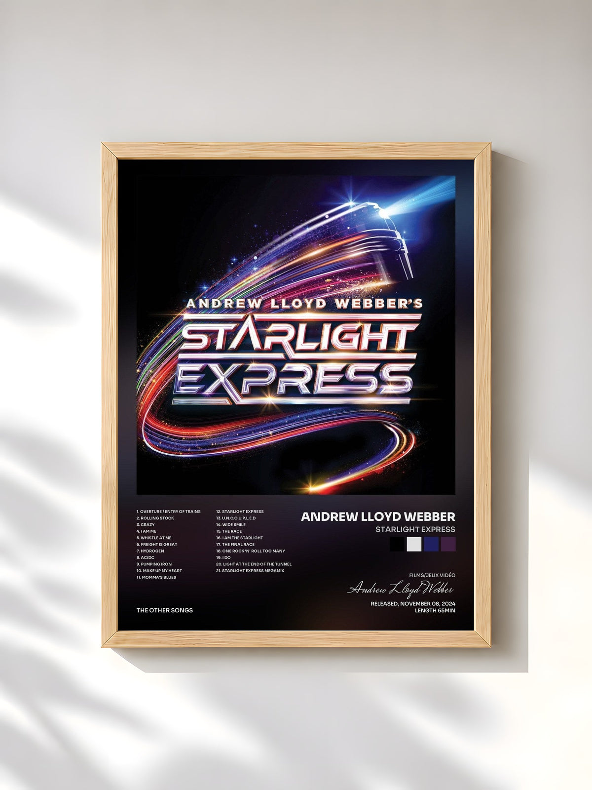 #bois Tableau de l'album Starlight Express de Andrew Lloyd Webber, cadre en bois brut, imprimé et encadré en France
