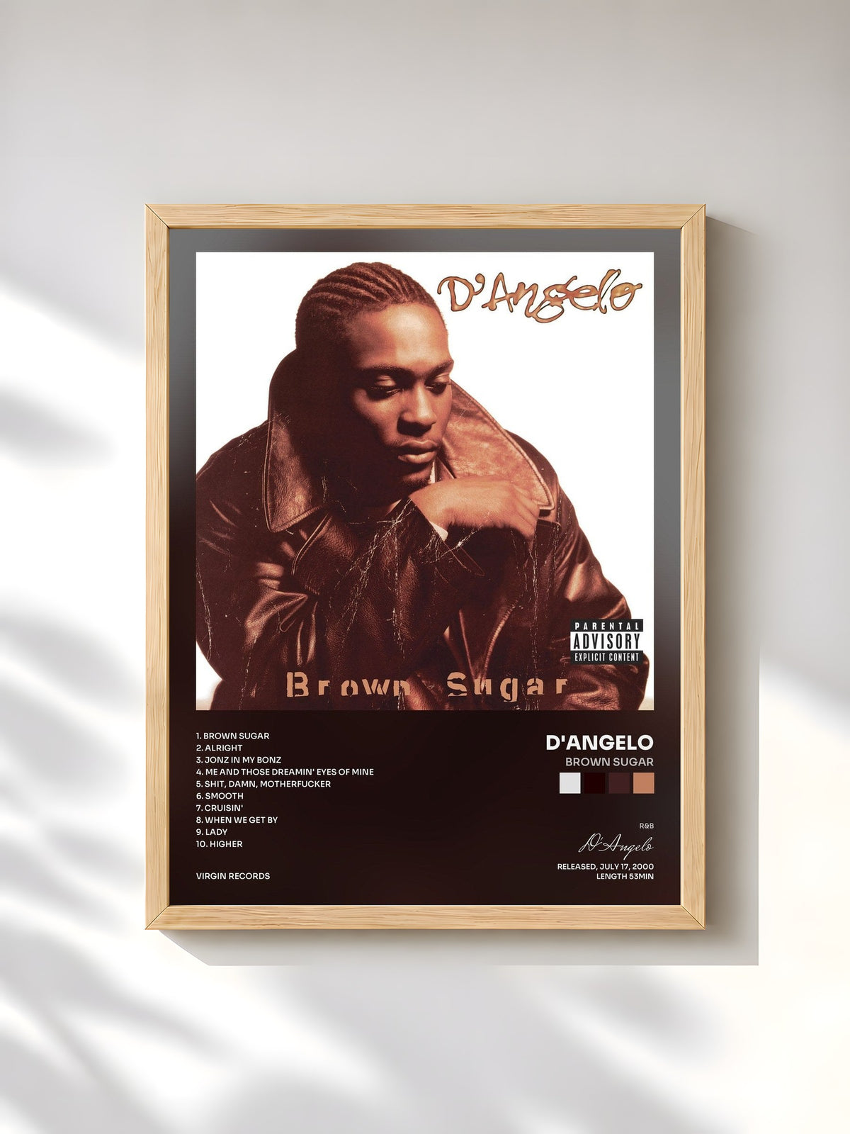#bois Tableau de l'album Brown Sugar de D'Angelo, cadre en bois brut, imprimé et encadré en France