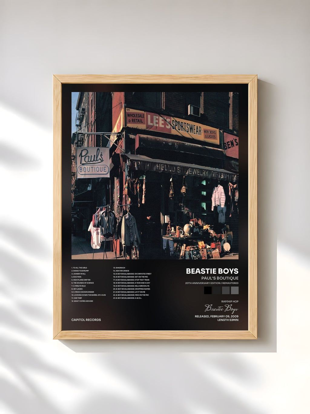 #bois Tableau de l'album Paul's Boutique (20th Anniversary Edition / Remastered) de Beastie Boys, cadre en bois brut, imprimé et encadré en France