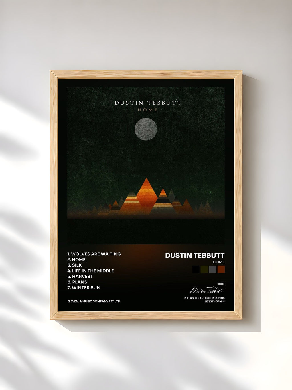 #bois Tableau de l'album Home de Dustin Tebbutt, cadre en bois brut, imprimé et encadré en France