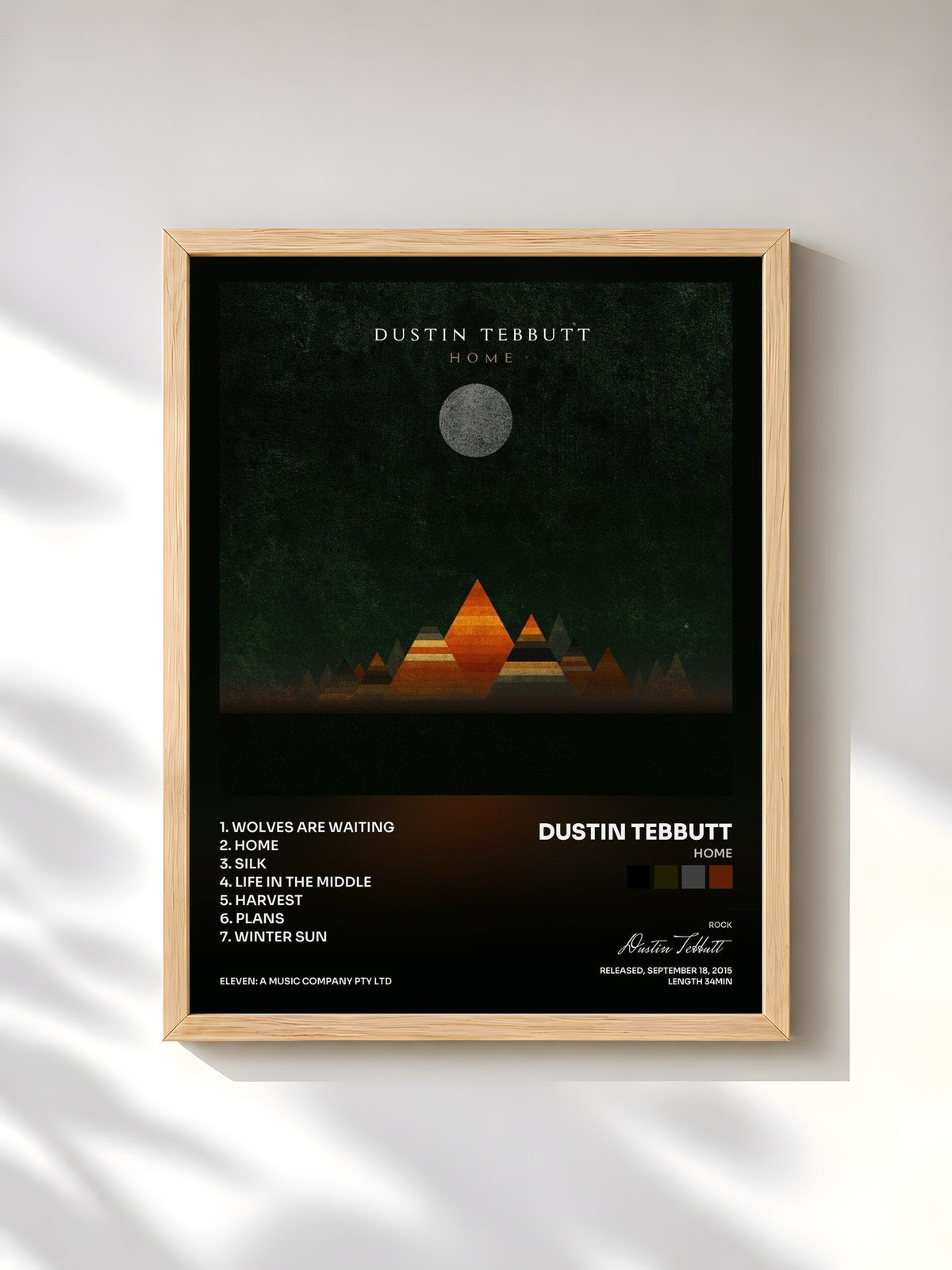 #bois Tableau de l'album Home de Dustin Tebbutt, cadre en bois brut, imprimé et encadré en France
