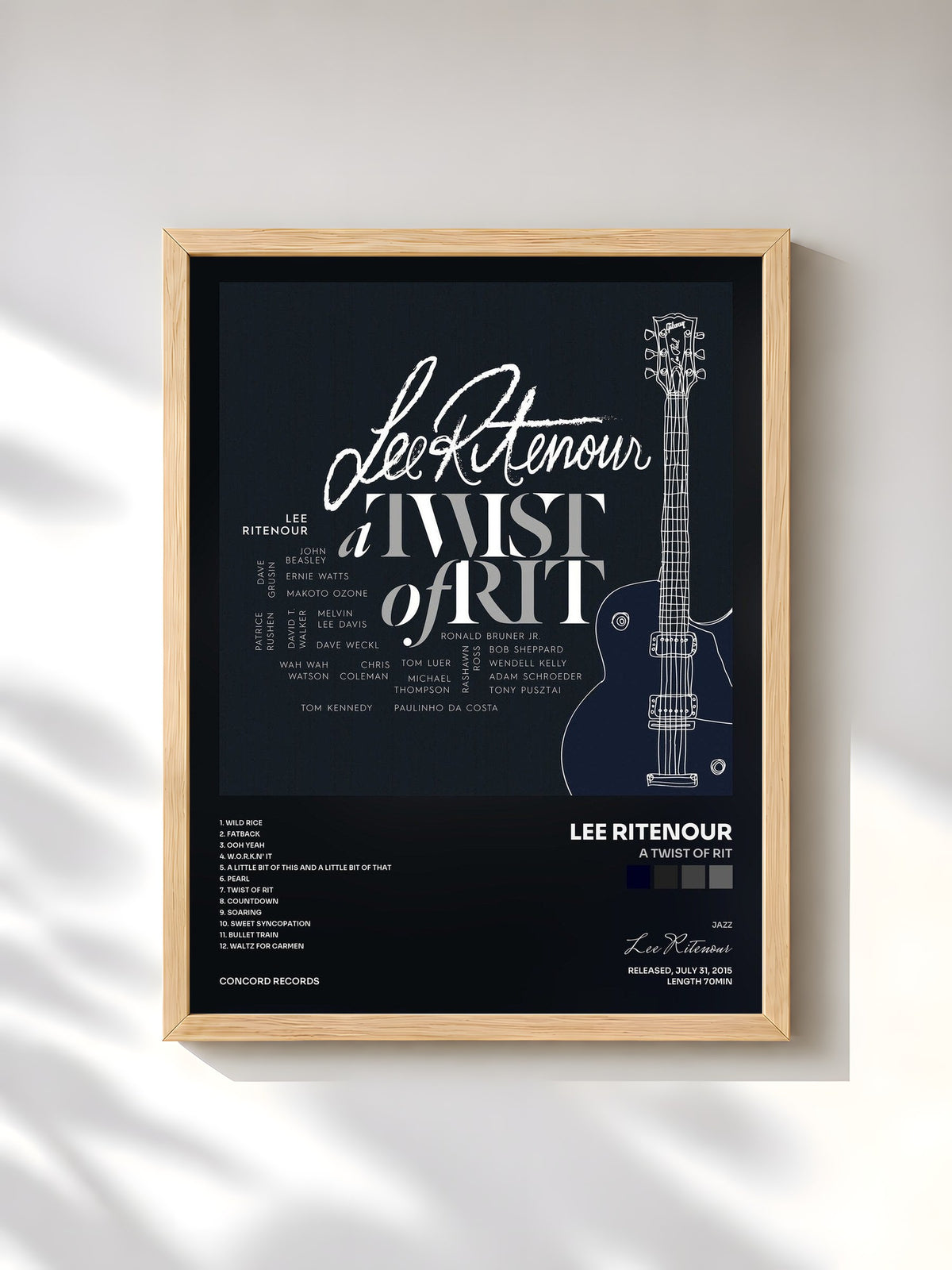 #bois Tableau de l'album A Twist Of Rit de Lee Ritenour, cadre en bois brut, imprimé et encadré en France