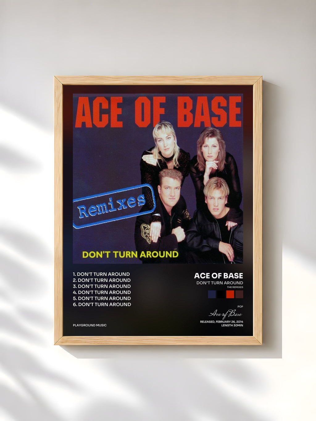 #bois Tableau de l'album Don't Turn Around (The Remixes) de Ace of Base, cadre en bois brut, imprimé et encadré en France