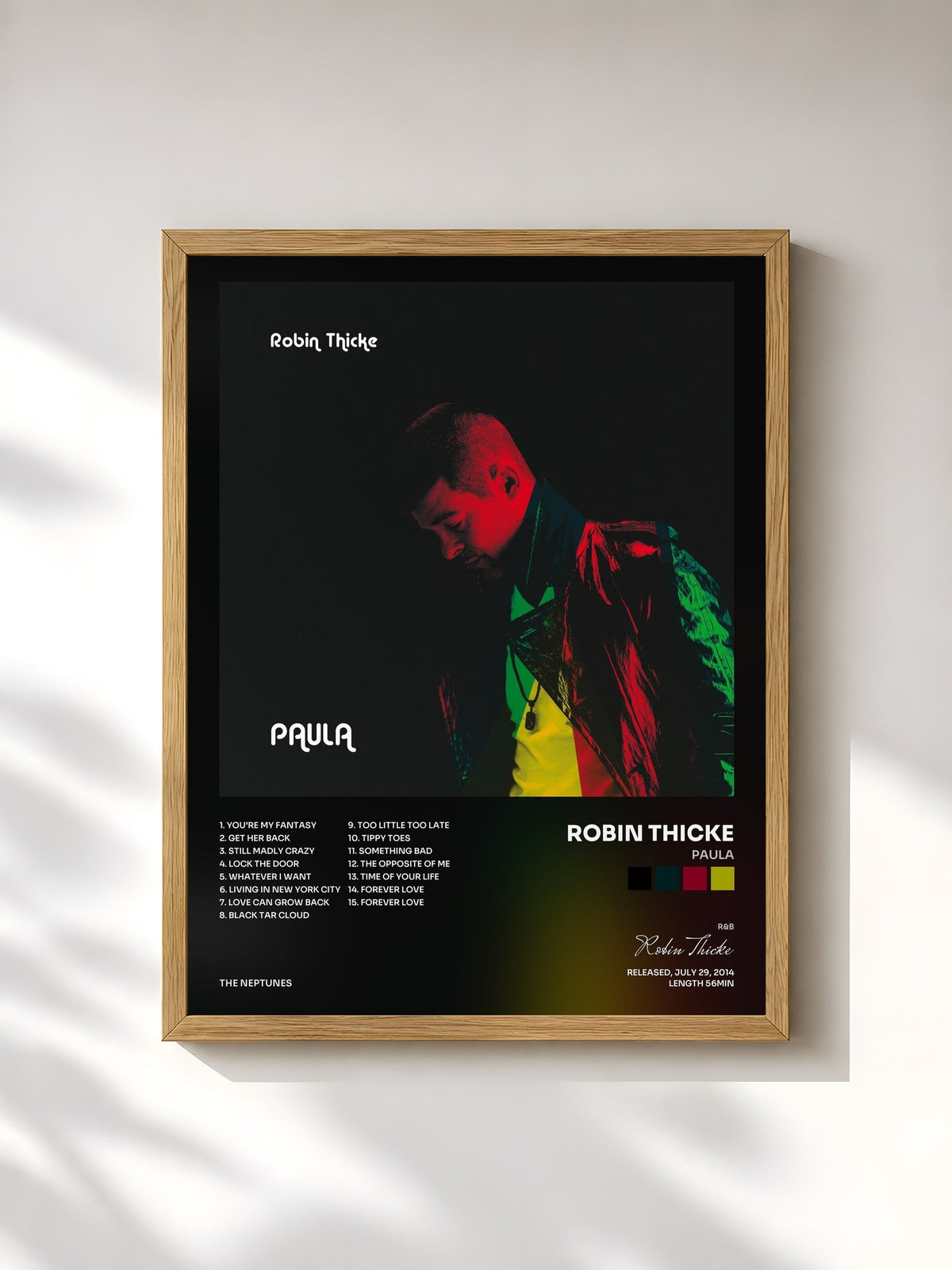 #bois Tableau de l'album Paula de Robin Thicke, cadre en bois brut, imprimé et encadré en France