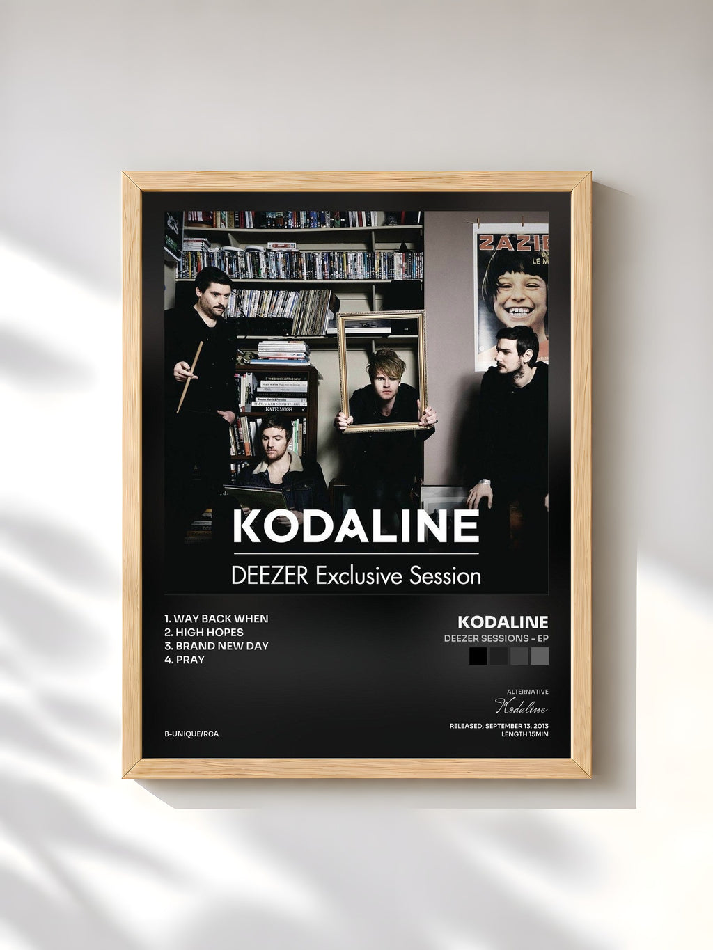 #bois Tableau de l'album Deezer Sessions - EP de Kodaline, cadre en bois brut, imprimé et encadré en France