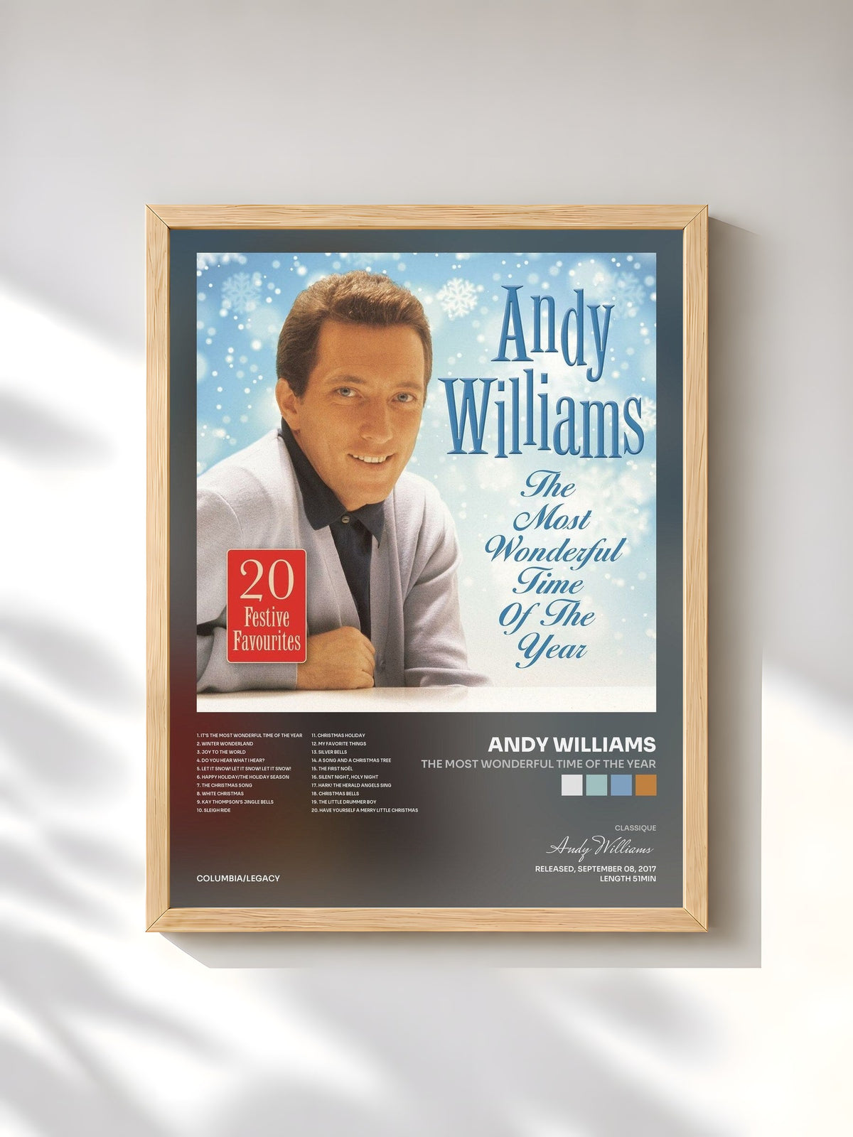#bois Tableau de l'album The Most Wonderful Time Of The Year de Andy Williams, cadre en bois brut, imprimé et encadré en France