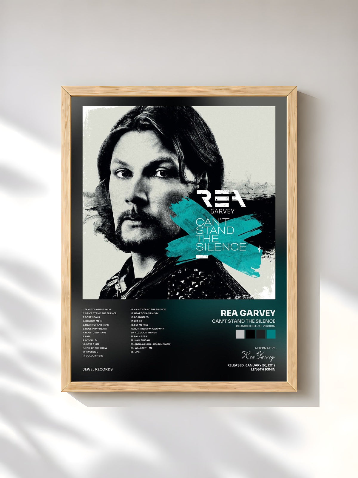 #bois Tableau de l'album Can't Stand The Silence (Reloaded Deluxe Version) de Rea Garvey, cadre en bois brut, imprimé et encadré en France