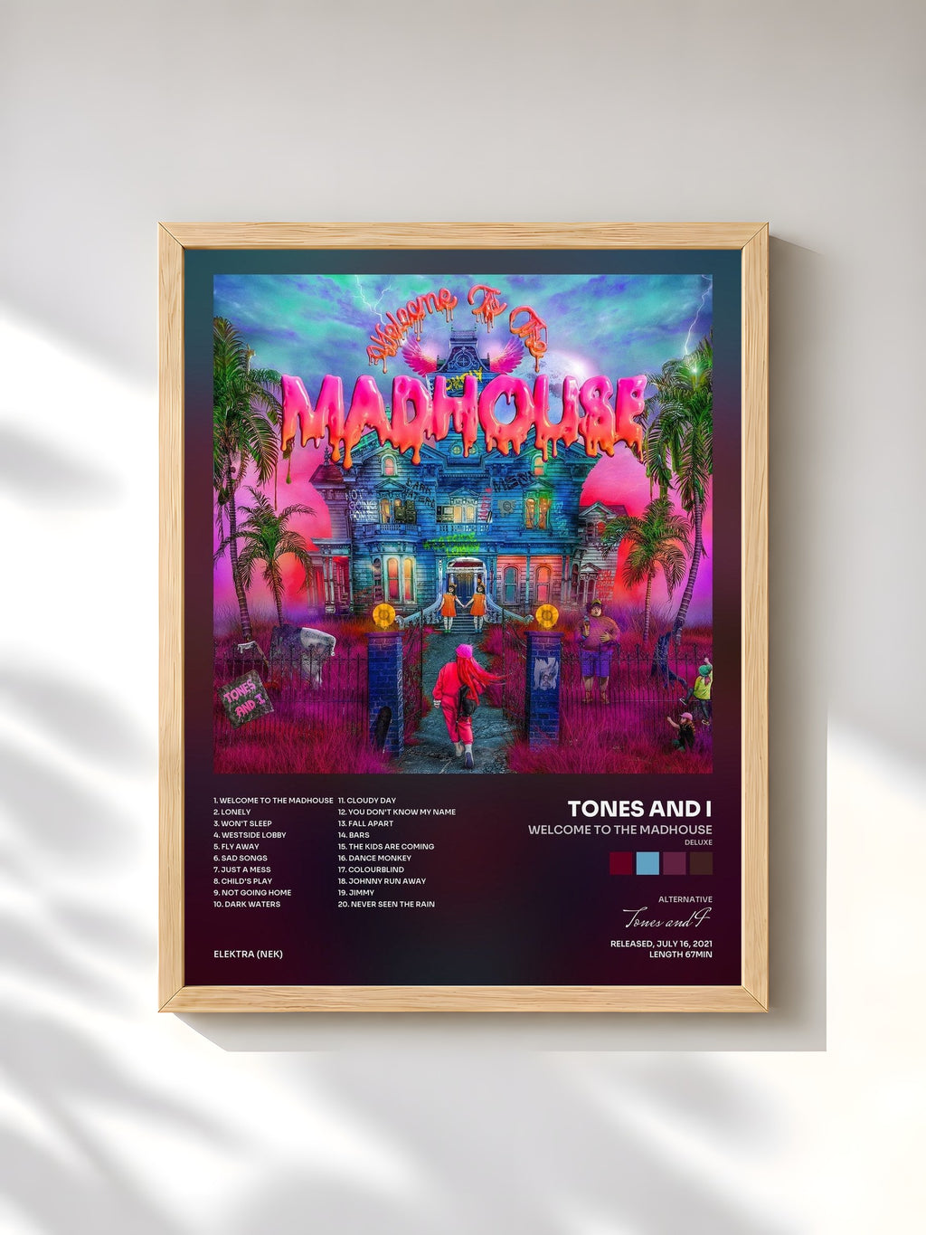 #bois Tableau de l'album Welcome To The Madhouse (Deluxe) de Tones and I, cadre en bois brut, imprimé et encadré en France