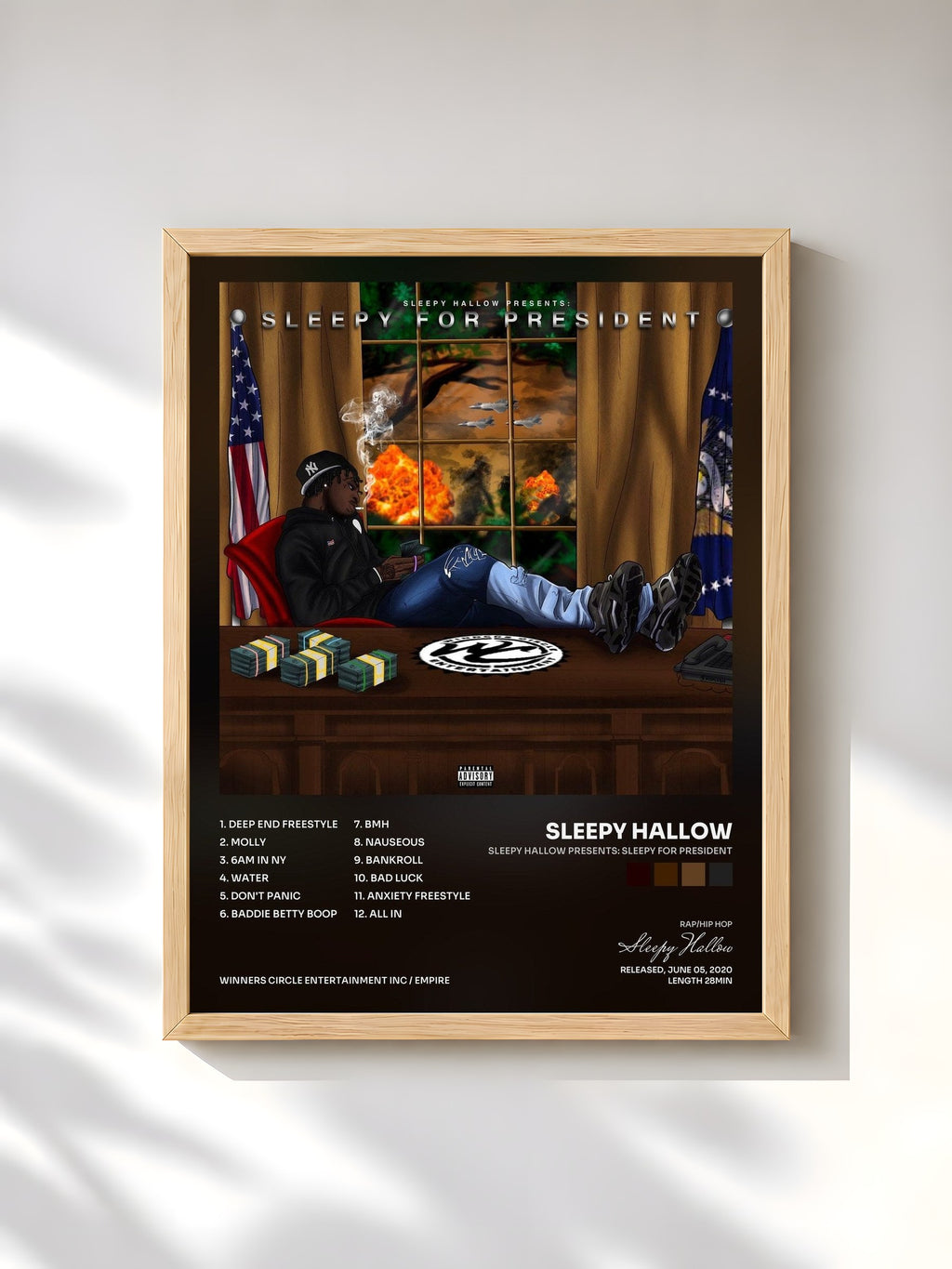 #bois Tableau de l'album Sleepy Hallow Presents: Sleepy For President de Sleepy Hallow, cadre en bois brut, imprimé et encadré en France