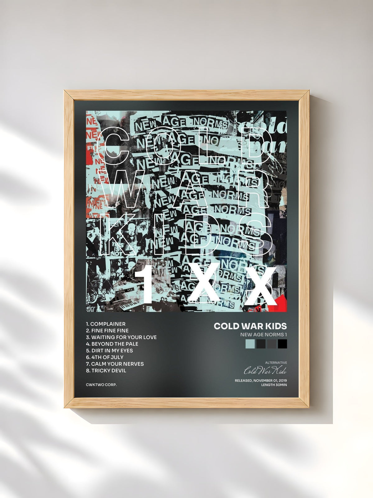 #bois Tableau de l'album New Age Norms 1 de Cold War Kids, cadre en bois brut, imprimé et encadré en France