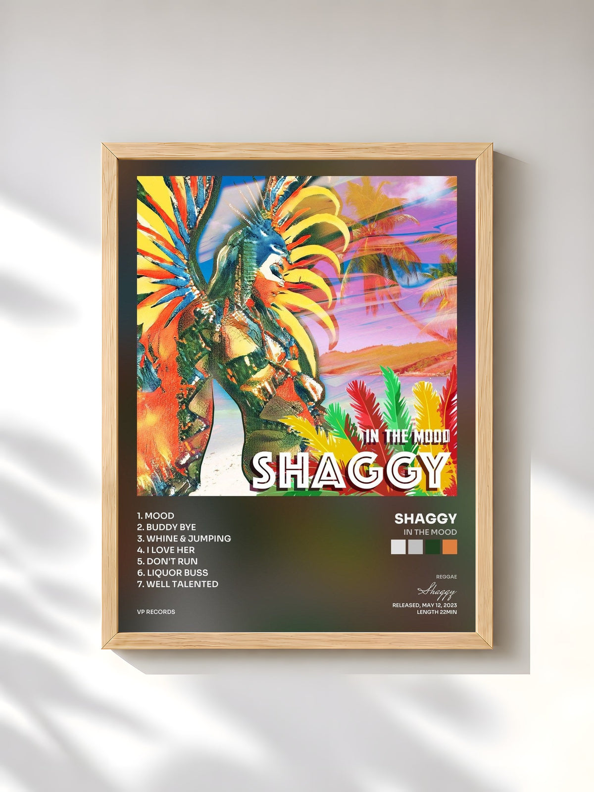 #bois Tableau de l'album In The Mood de Shaggy, cadre en bois brut, imprimé et encadré en France