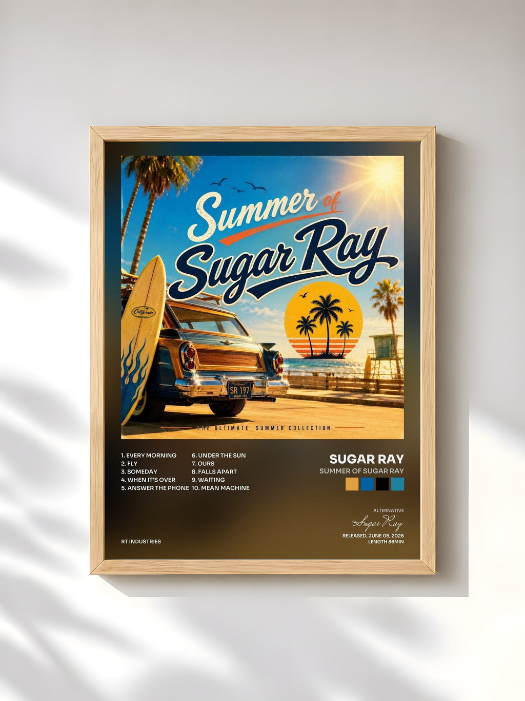 #bois Tableau de l'album Summer of Sugar Ray de Sugar Ray, cadre en bois brut, imprimé et encadré en France