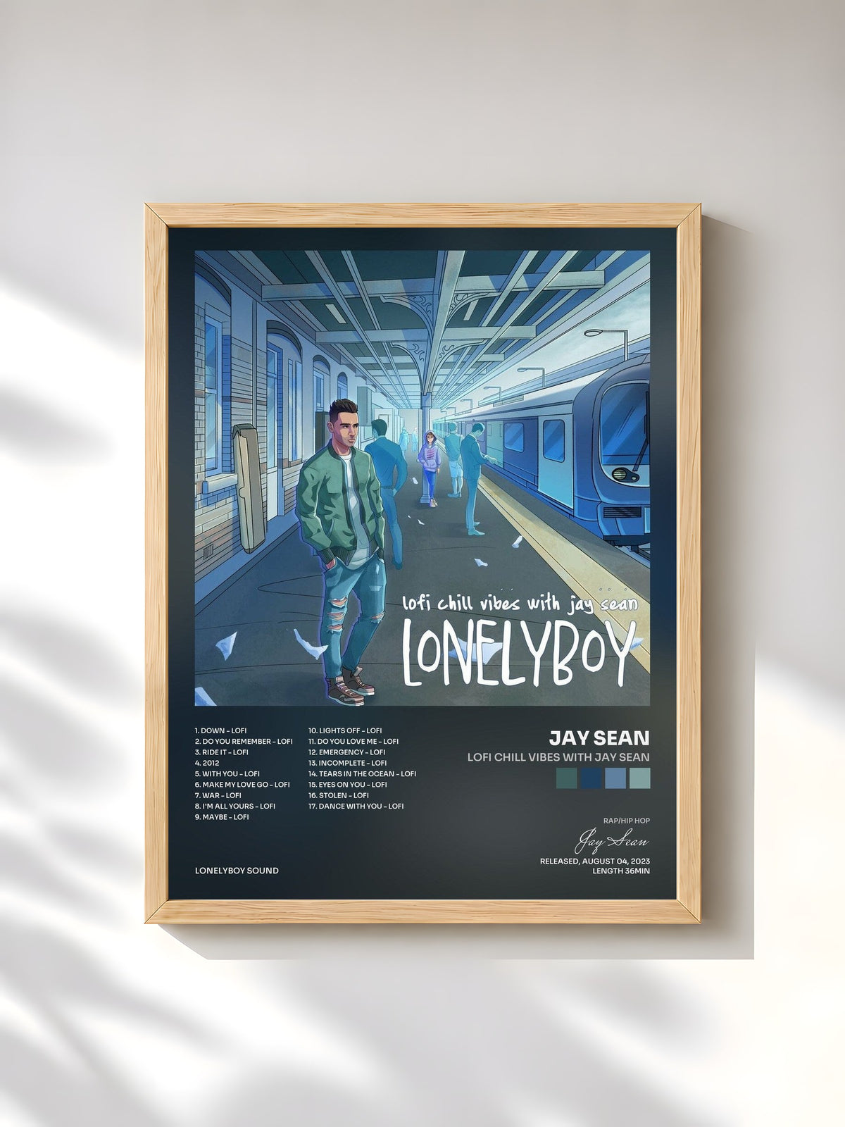 #bois Tableau de l'album lofi chill vibes with jay sean de Jay Sean, cadre en bois brut, imprimé et encadré en France