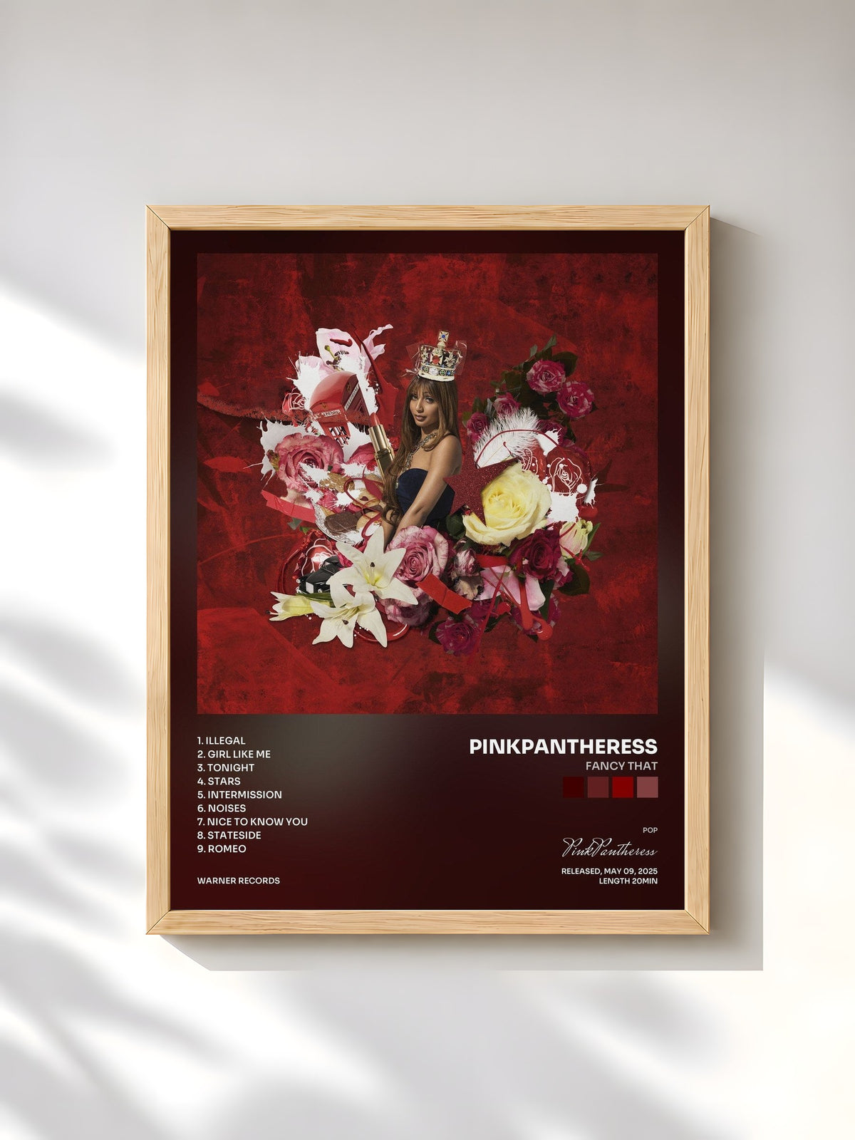 #bois Tableau de l'album Fancy That de PinkPantheress, cadre en bois brut, imprimé et encadré en France