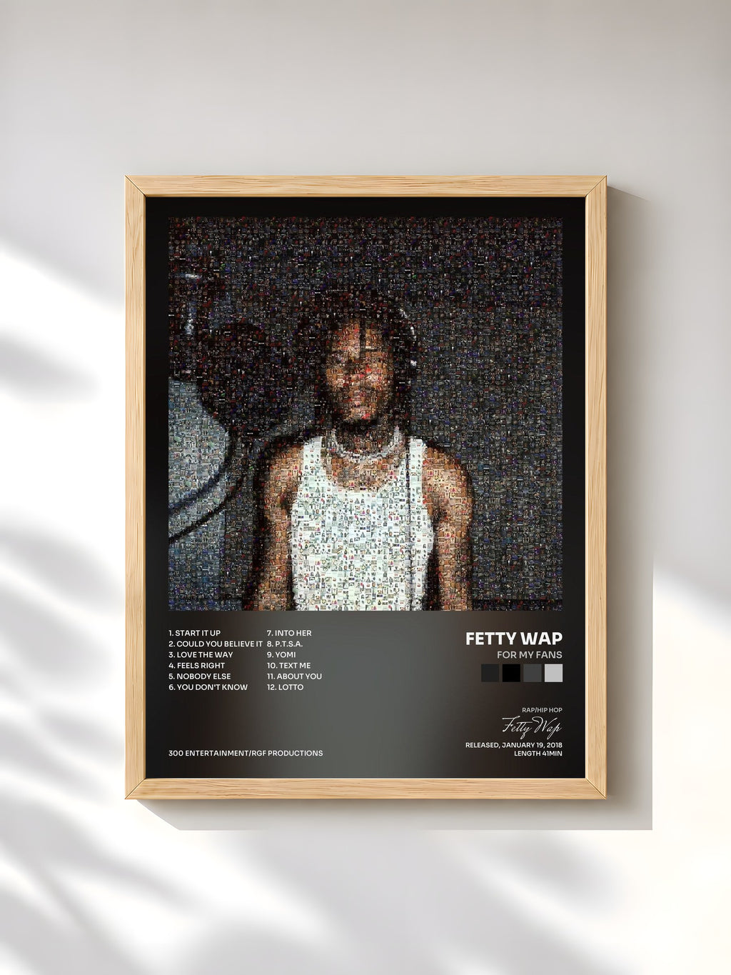 #bois Tableau de l'album For My Fans de Fetty Wap, cadre en bois brut, imprimé et encadré en France