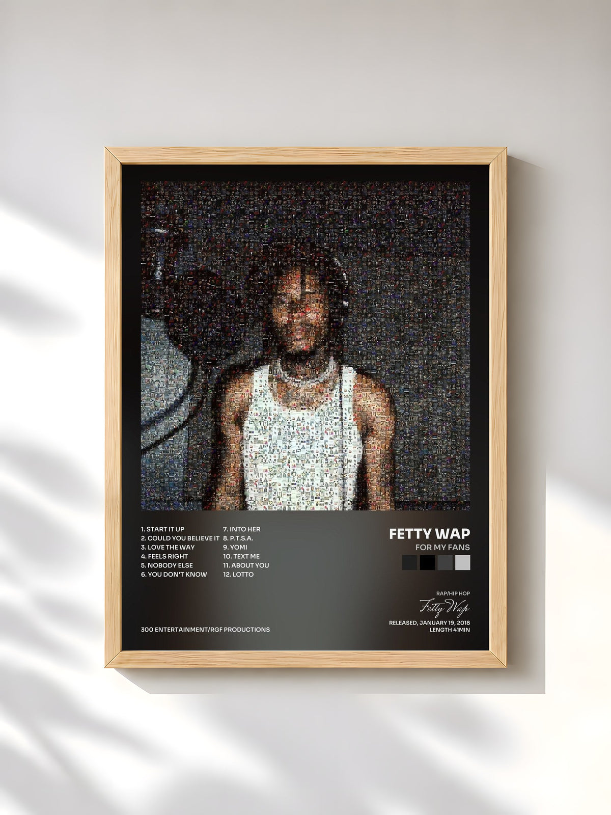 #bois Tableau de l'album For My Fans de Fetty Wap, cadre en bois brut, imprimé et encadré en France