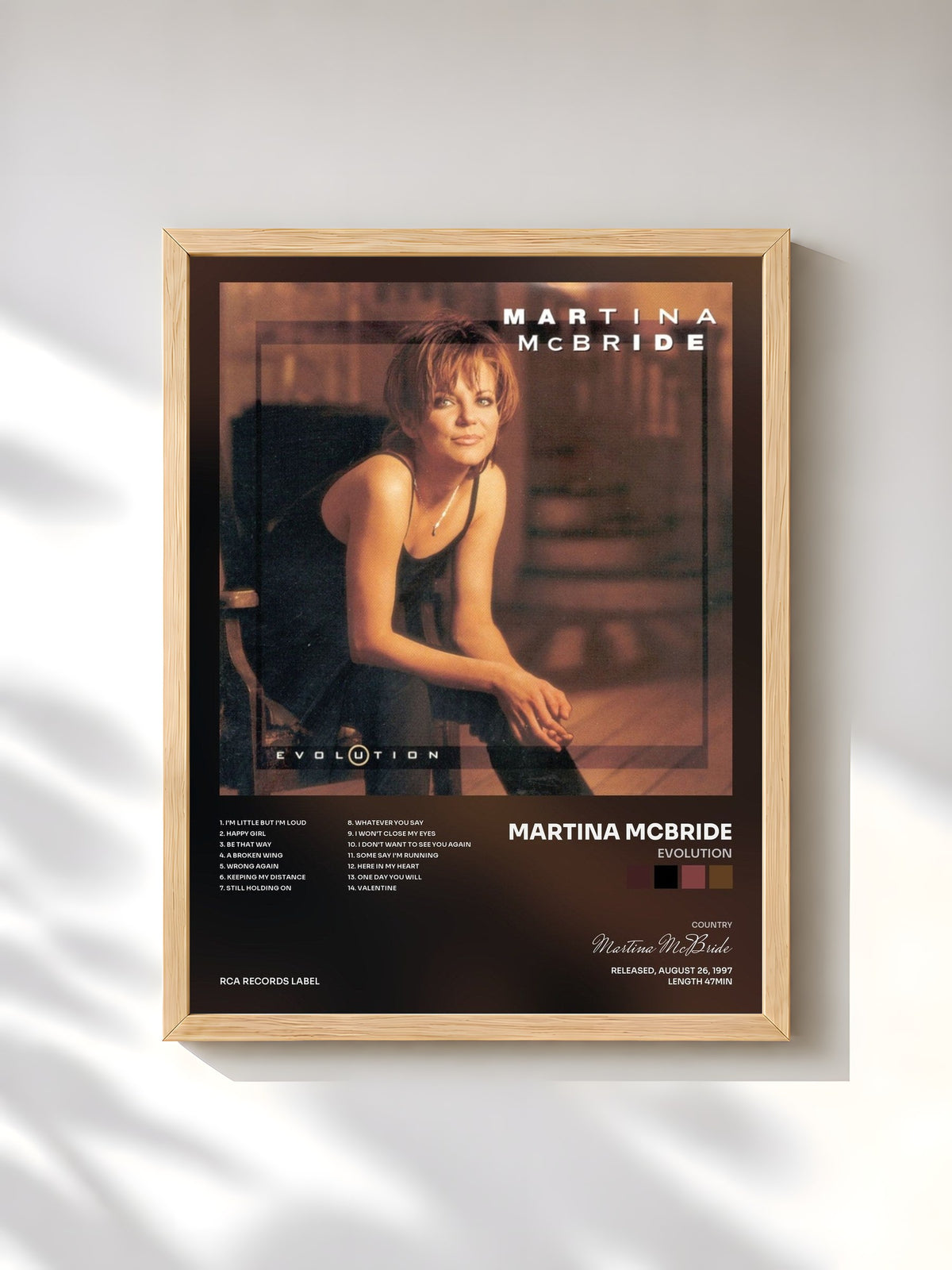 #bois Tableau de l'album Evolution de Martina McBride, cadre en bois brut, imprimé et encadré en France