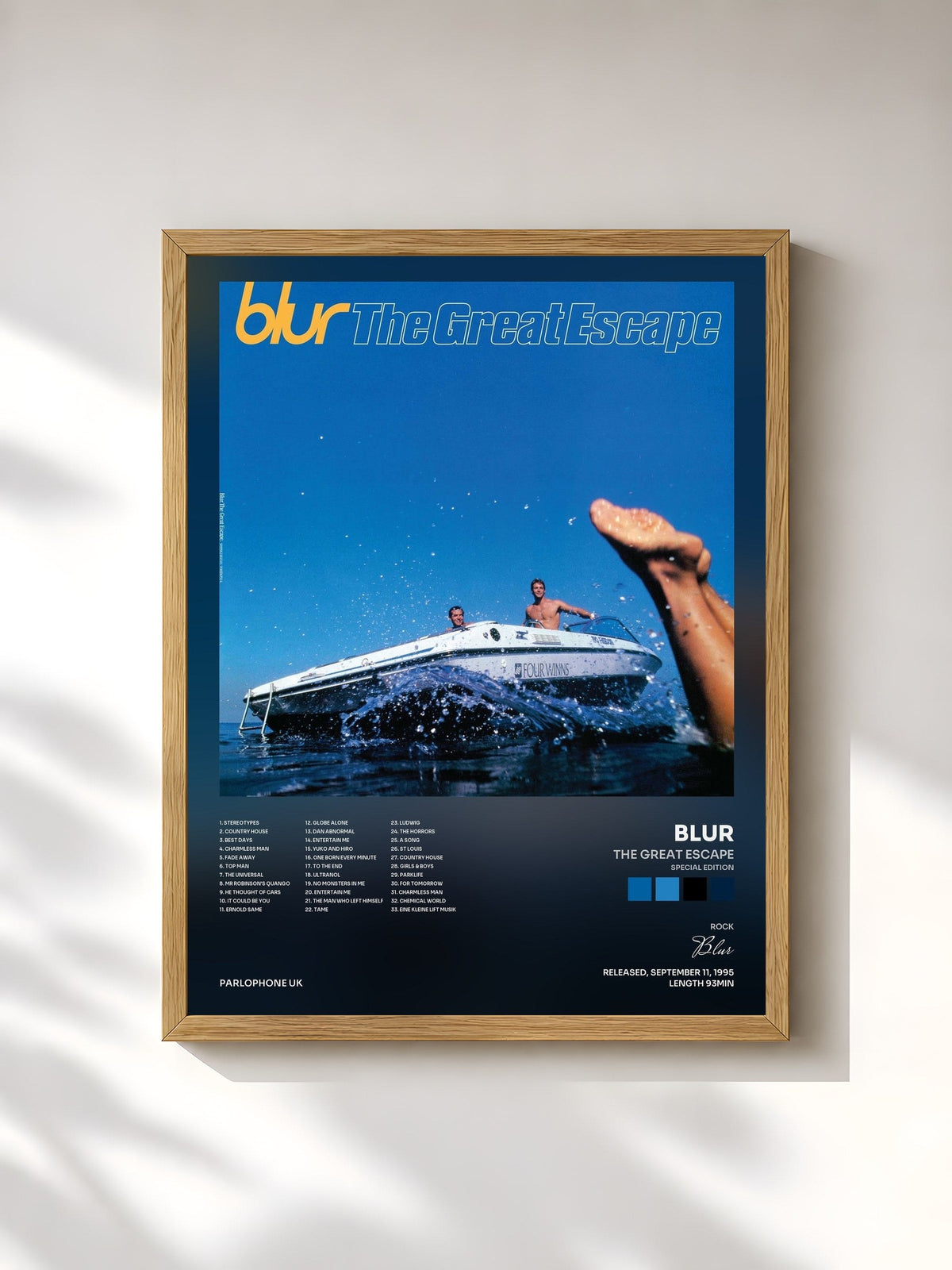 #bois Tableau de l'album The Great Escape (Special Edition) de Blur, cadre en bois brut, imprimé et encadré en France
