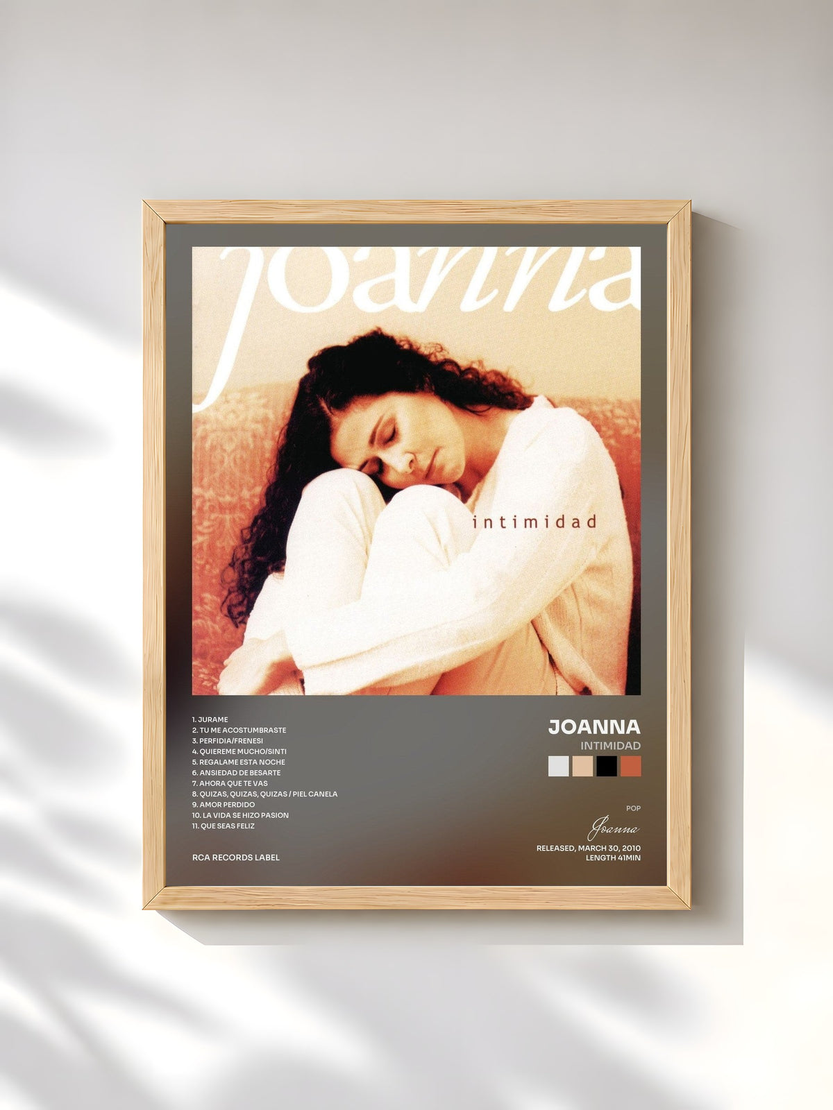 #bois Tableau de l'album Intimidad de Joanna, cadre en bois brut, imprimé et encadré en France
