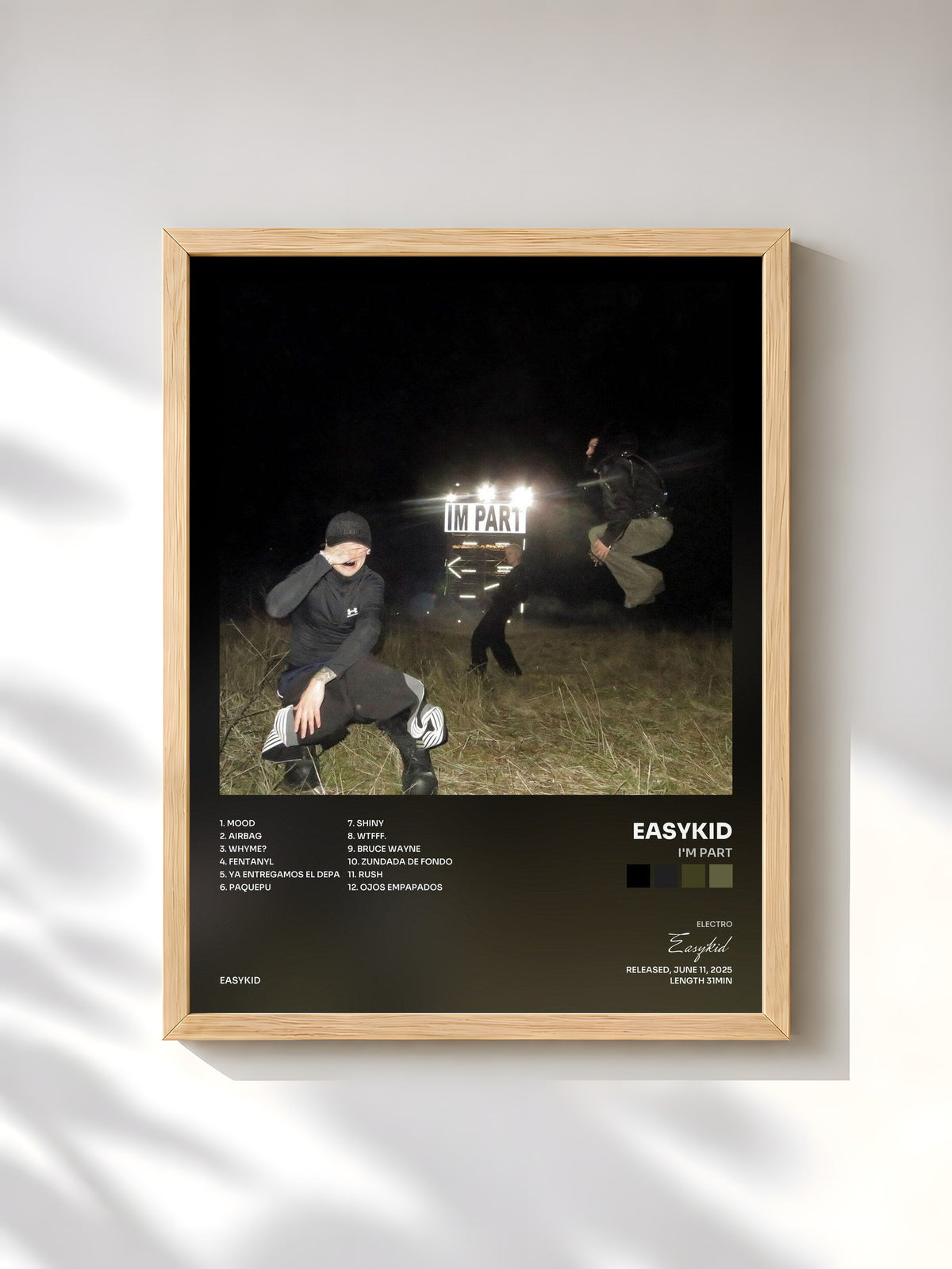 #bois Tableau de l'album I'M PART de Easykid, cadre en bois brut, imprimé et encadré en France