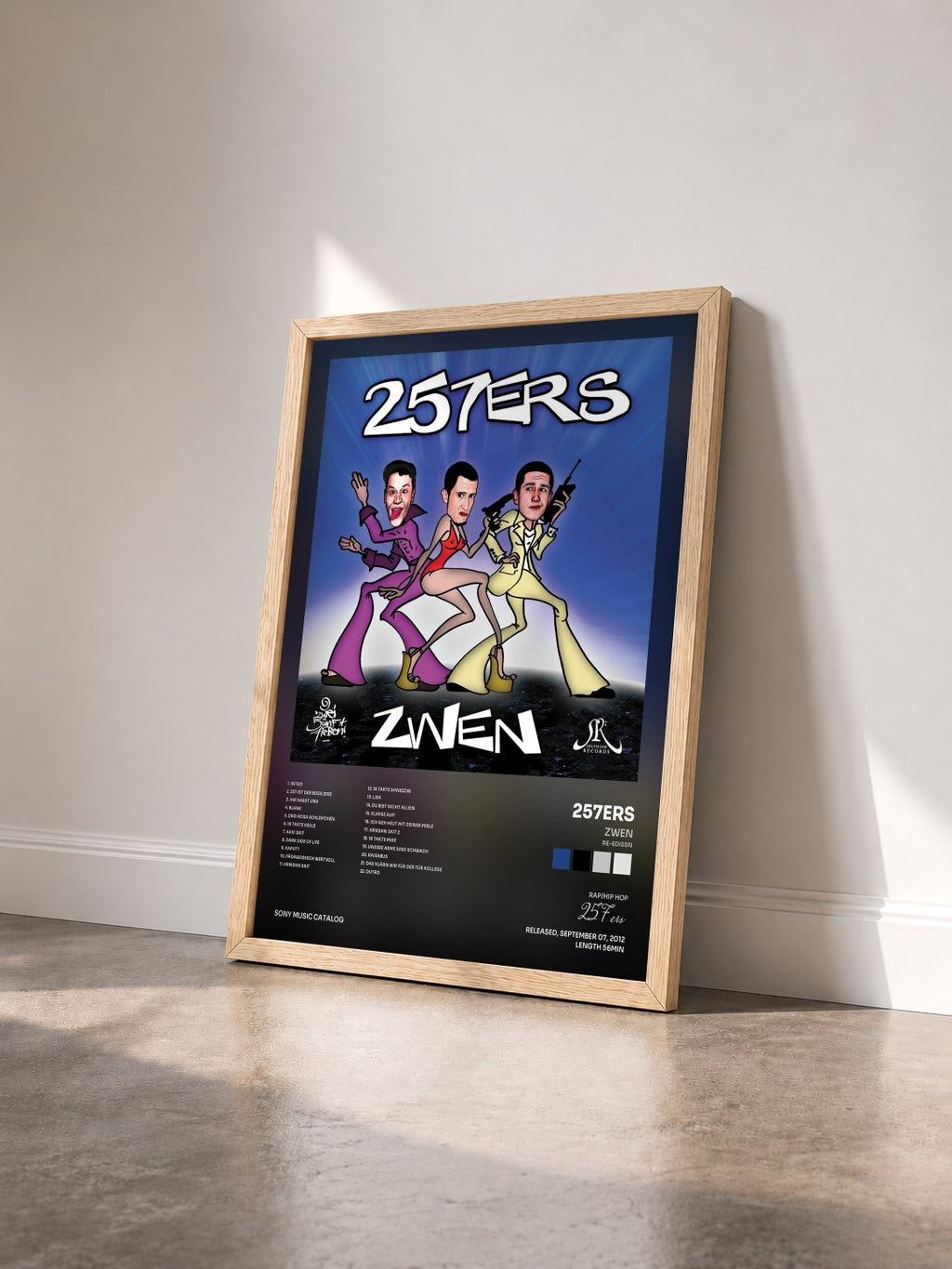 #bois Tableau de l'album Zwen (Re-Edissn) de 257ers vu de trois quarts, cadre en bois brut