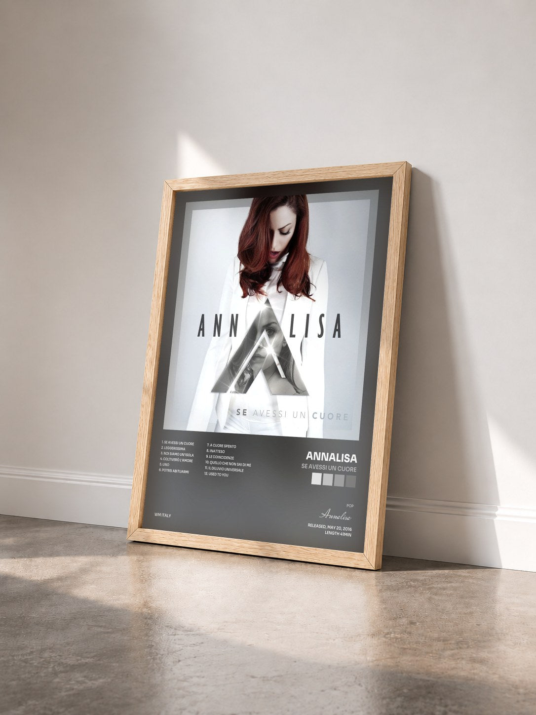 #bois Tableau de l'album Se avessi un cuore de Annalisa vu de trois quarts, cadre en bois brut