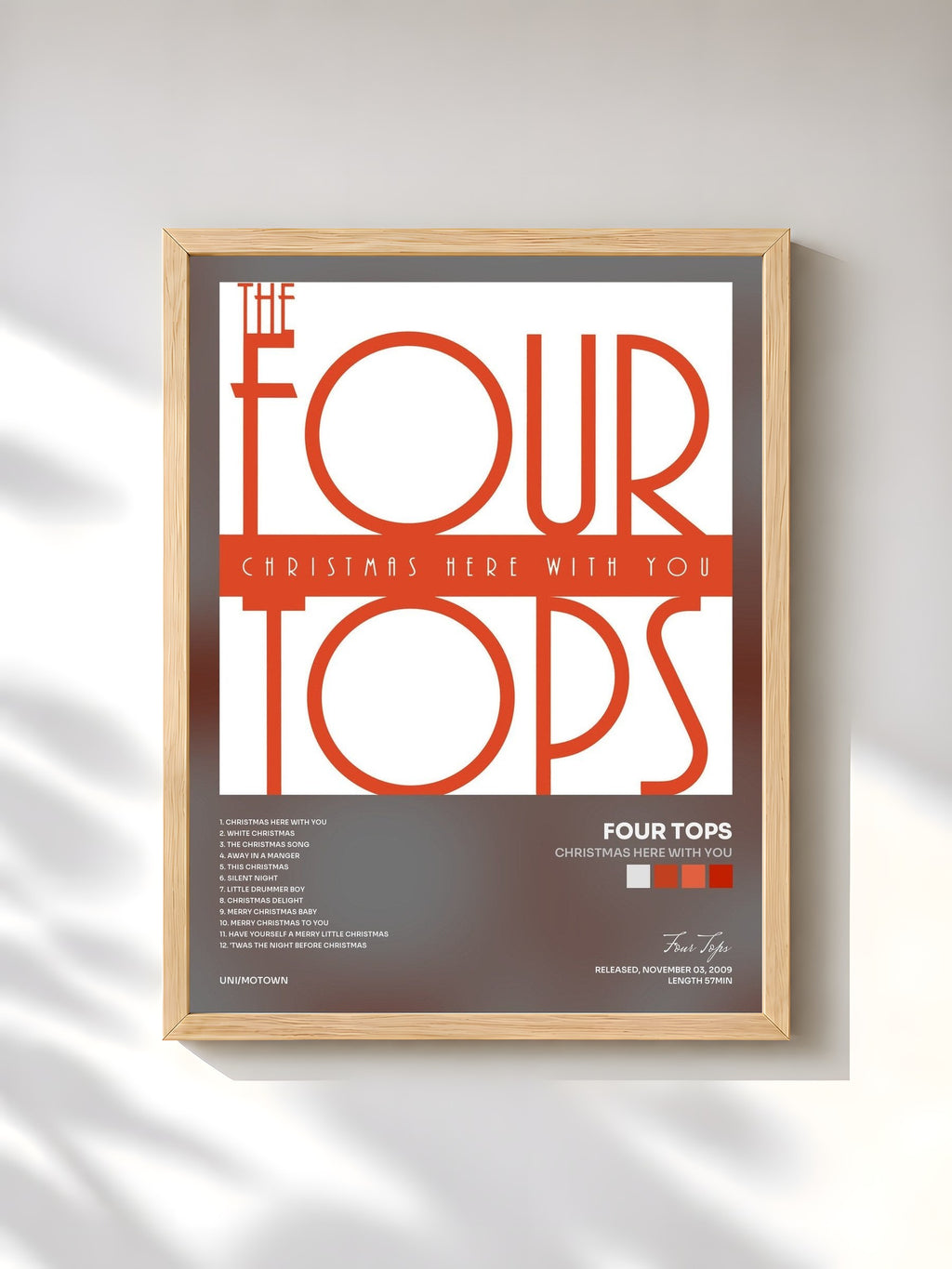 #bois Tableau de l'album Christmas Here With You de Four Tops, cadre en bois brut, imprimé et encadré en France