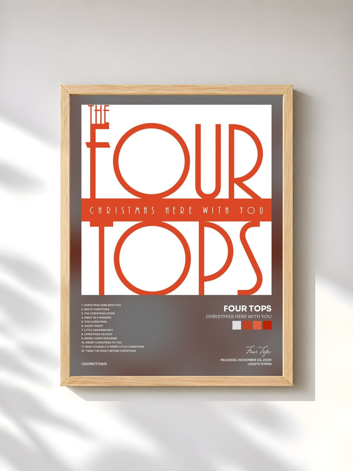 #bois Tableau de l'album Christmas Here With You de Four Tops, cadre en bois brut, imprimé et encadré en France